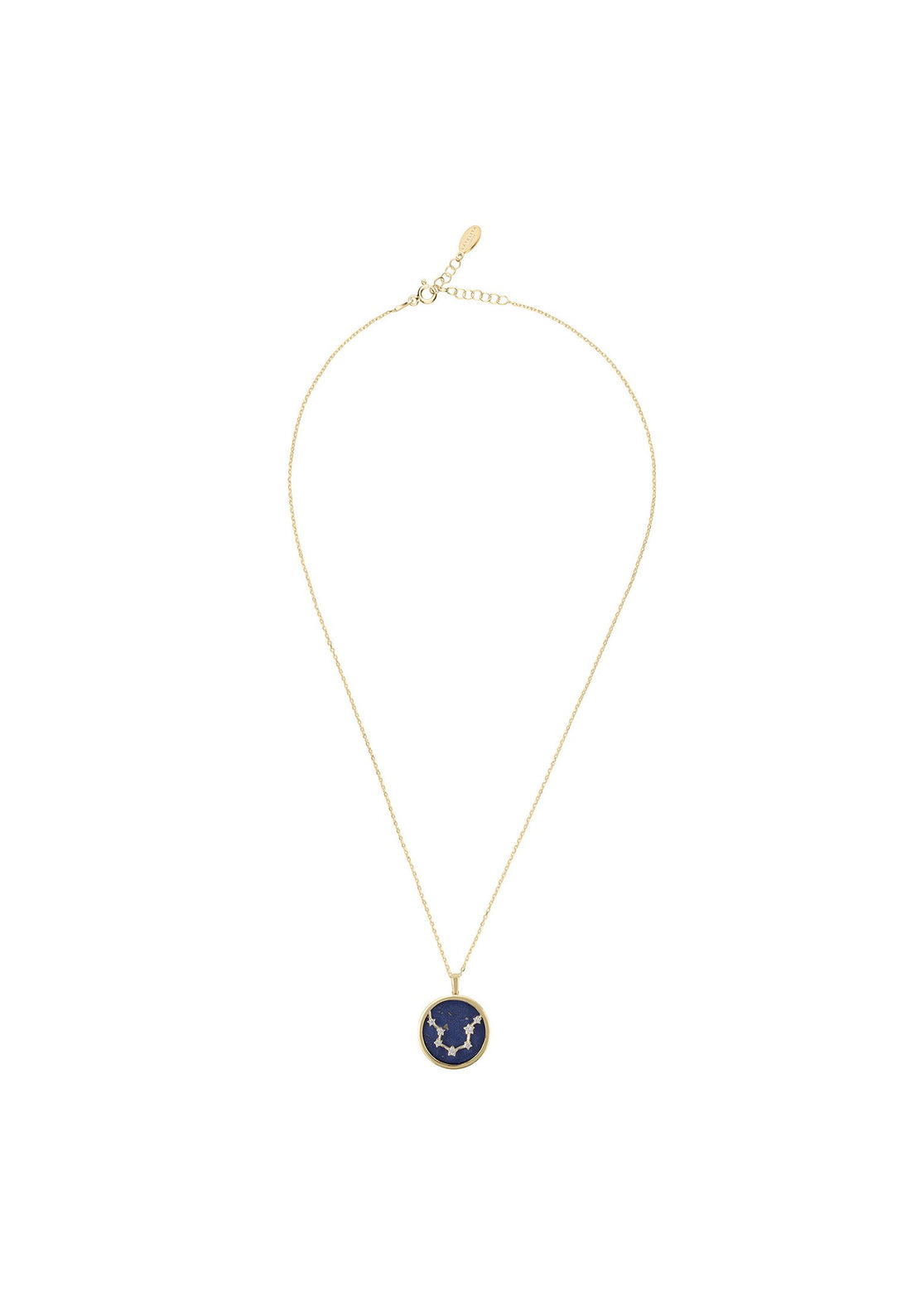 Zodiac Lapis Lazuli Gemstone Star Constellation Pendant Necklace Gold Aquarius