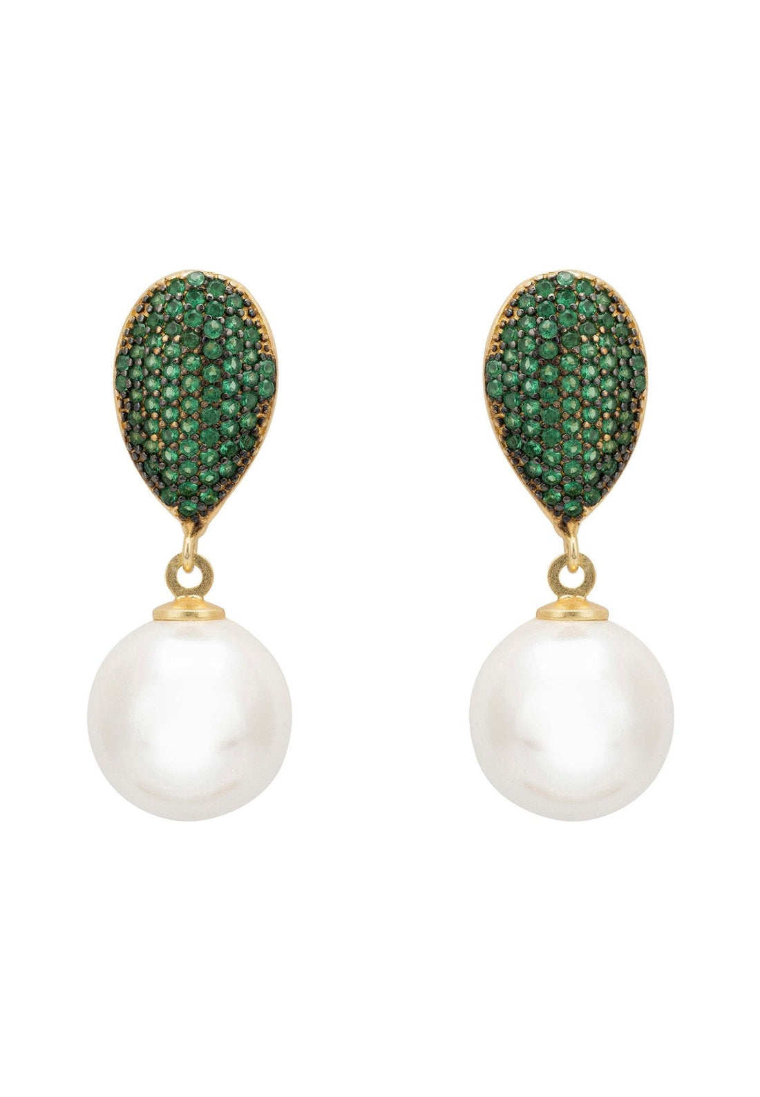 Baroque Pearl Classic Drop Earrings Emerald Green