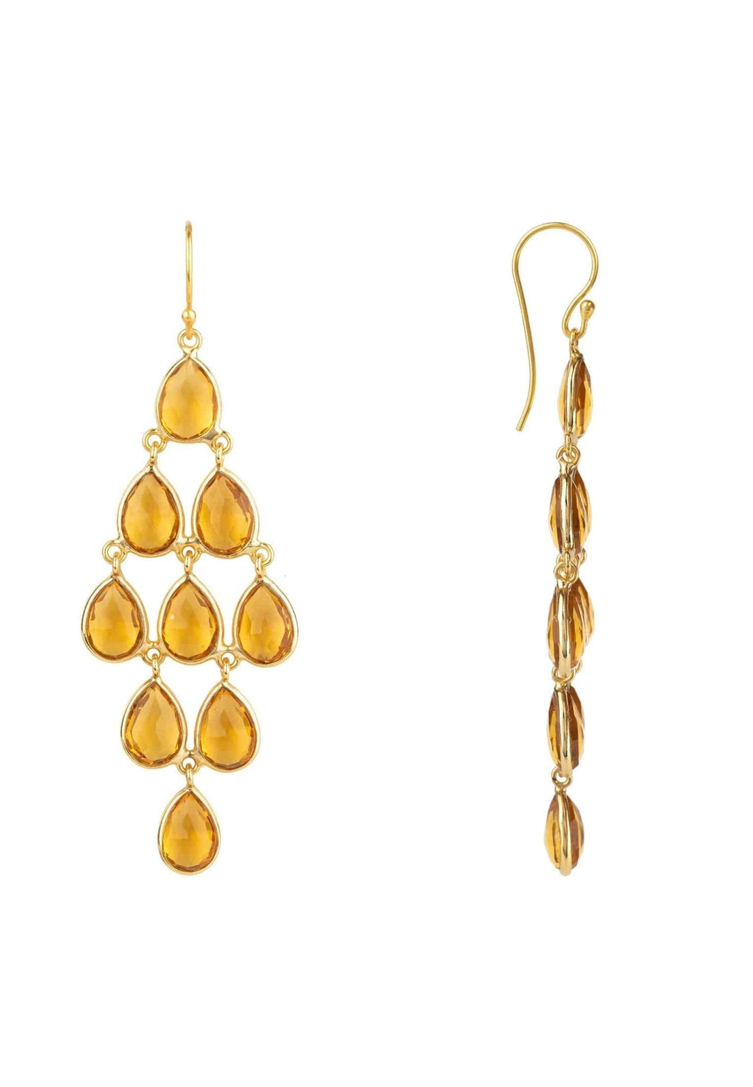 Erviola Gemstone Cascade Earrings Gold Citrine