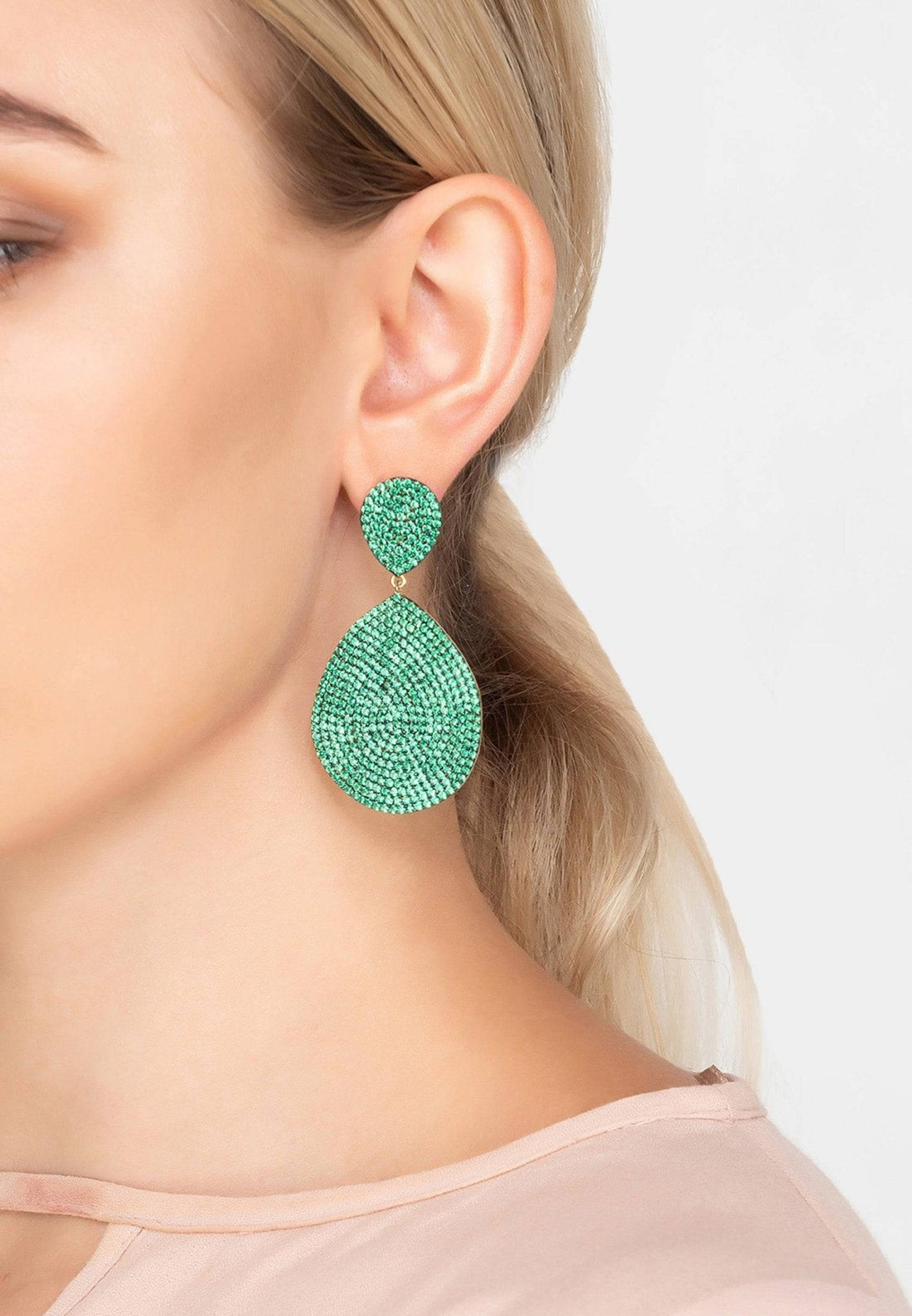 Monte Carlo Earrings Gold Emerald Zircon