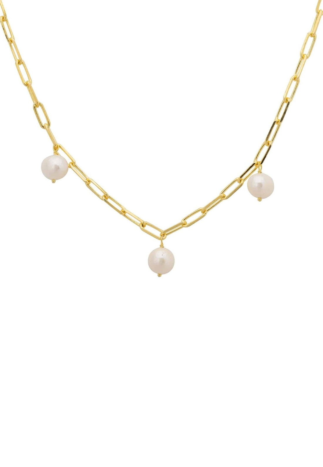 Amelia Three Pearl Necklace Gold