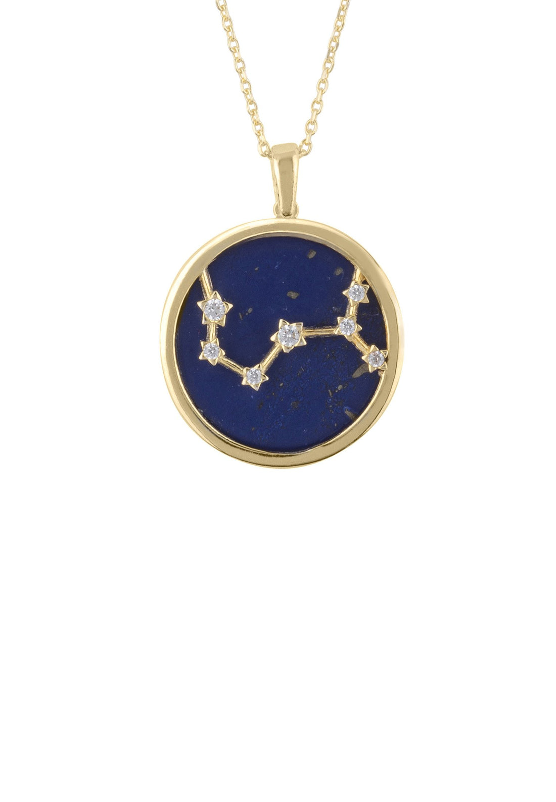 Zodiac Lapis Lazuli Gemstone Star Constellation Pendant Necklace Gold Scorpio