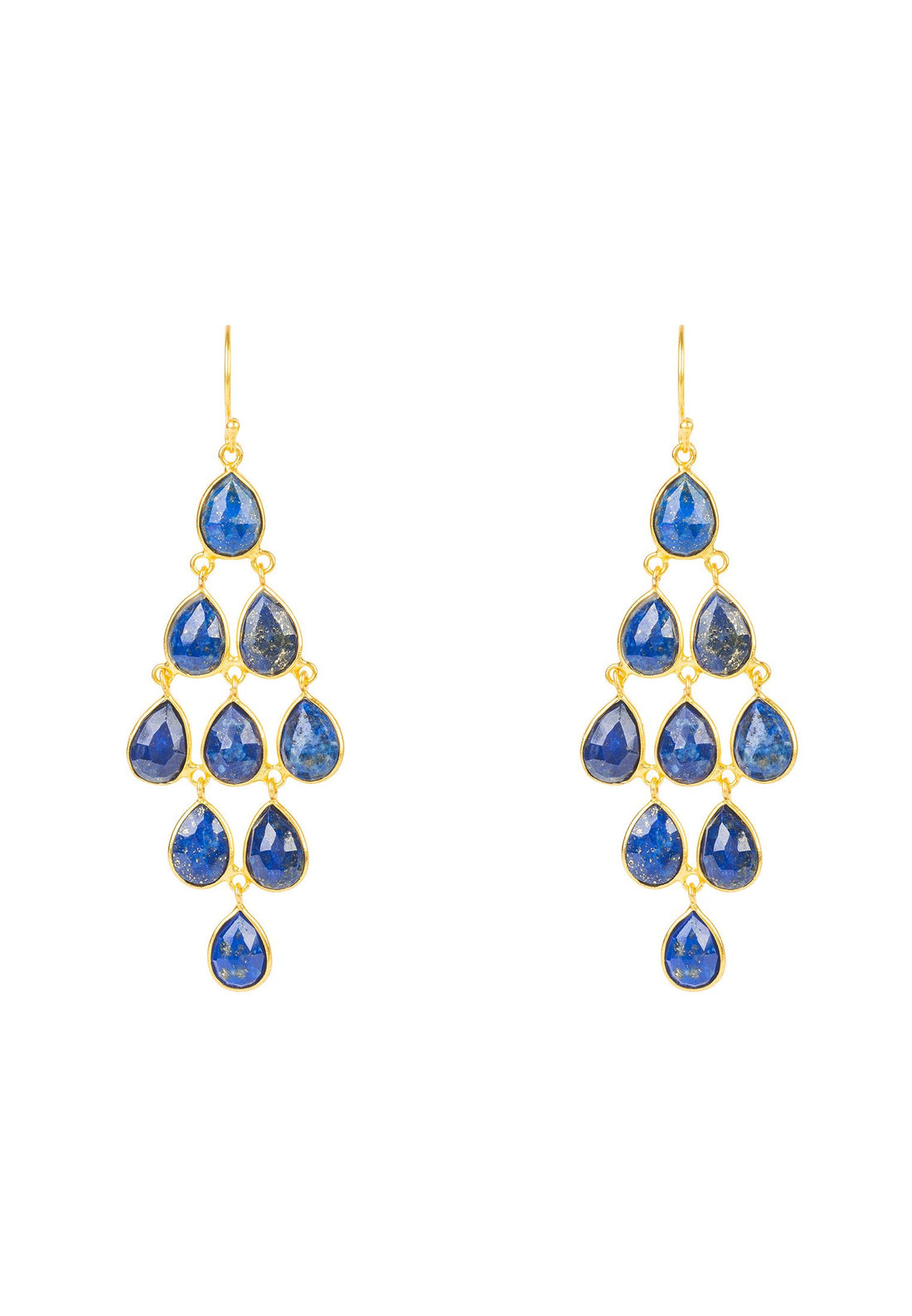 Erviola Gemstone Cascade Earrings Gold Lapis Lazuli