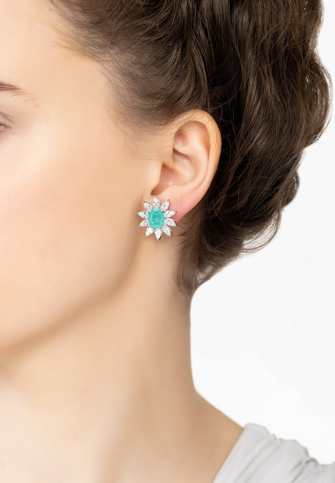 Daisy Gemstone Stud Earrings Paraiba Tourmaline Silver