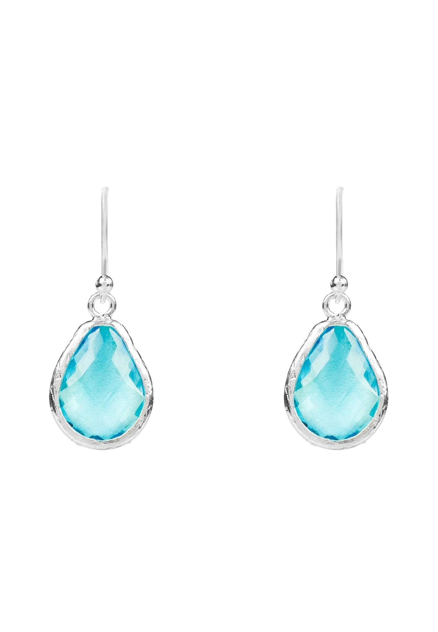 Petite Drop Earrings Blue Topaz Hydro Silver