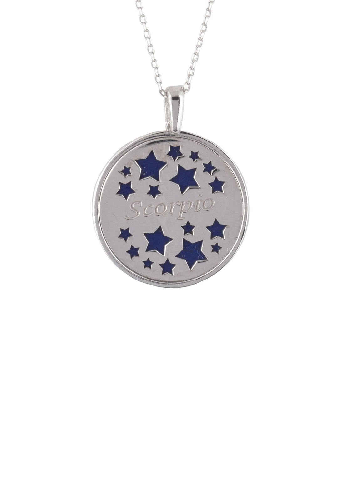 Zodiac Lapis Lazuli Gemstone Star Constellation Pendant Necklace Silver Scorpio