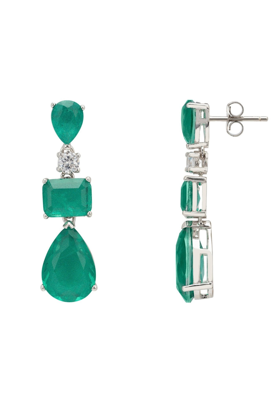 Valentina Drop Earrings Silver Colombian Emerald