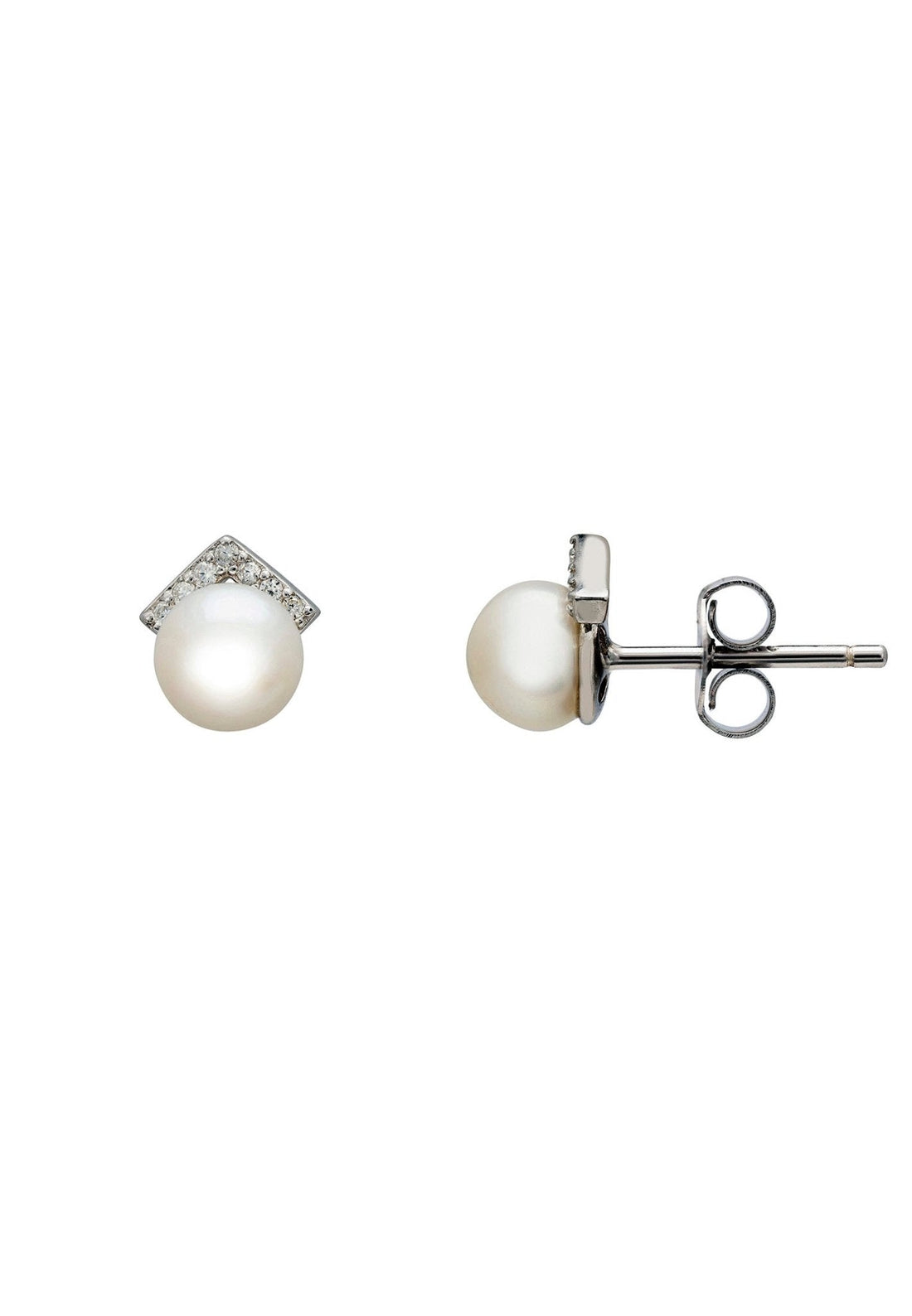 Pearl Angular Stud Earrings Silver