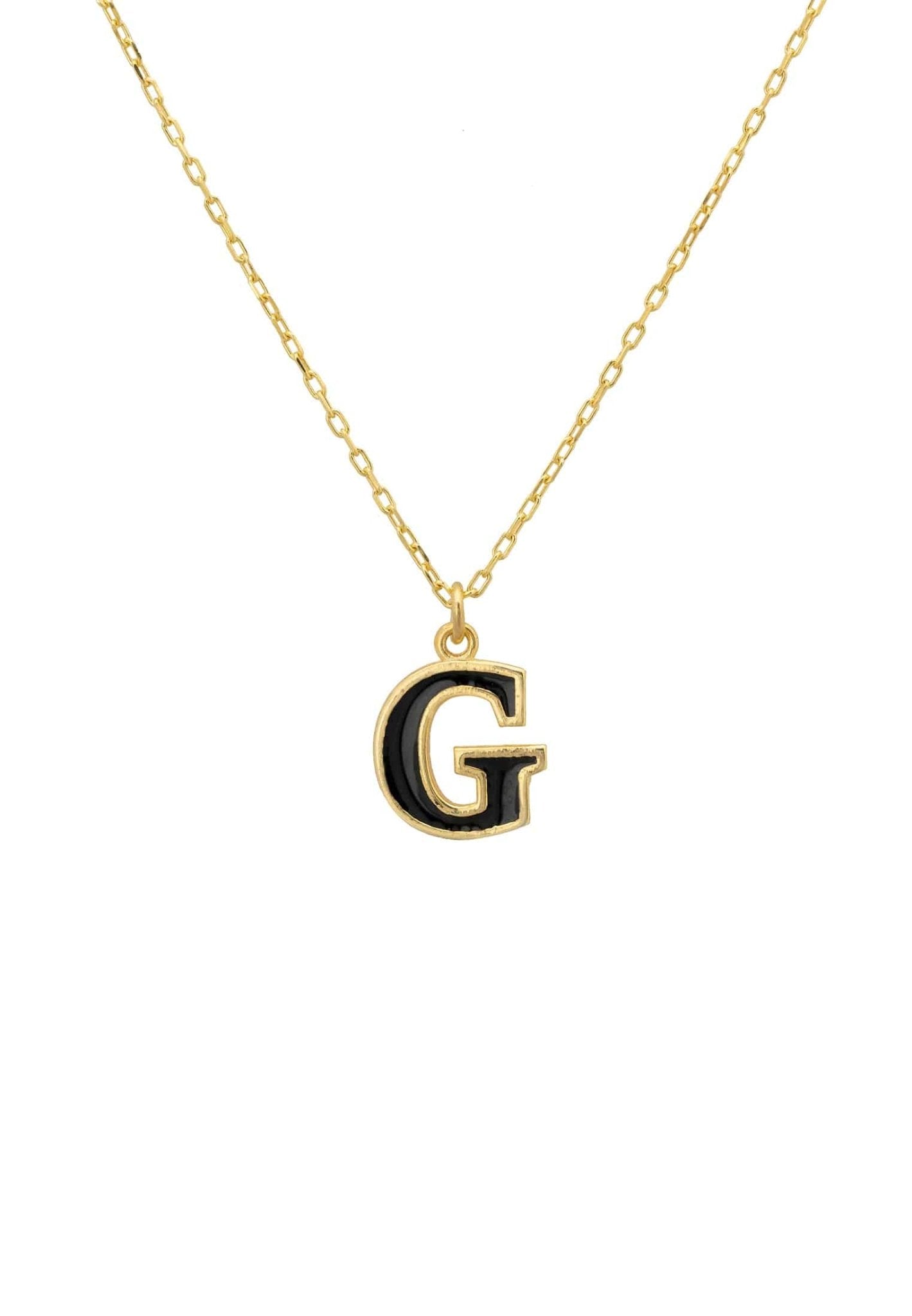 Initial Enamel Necklace Gold G