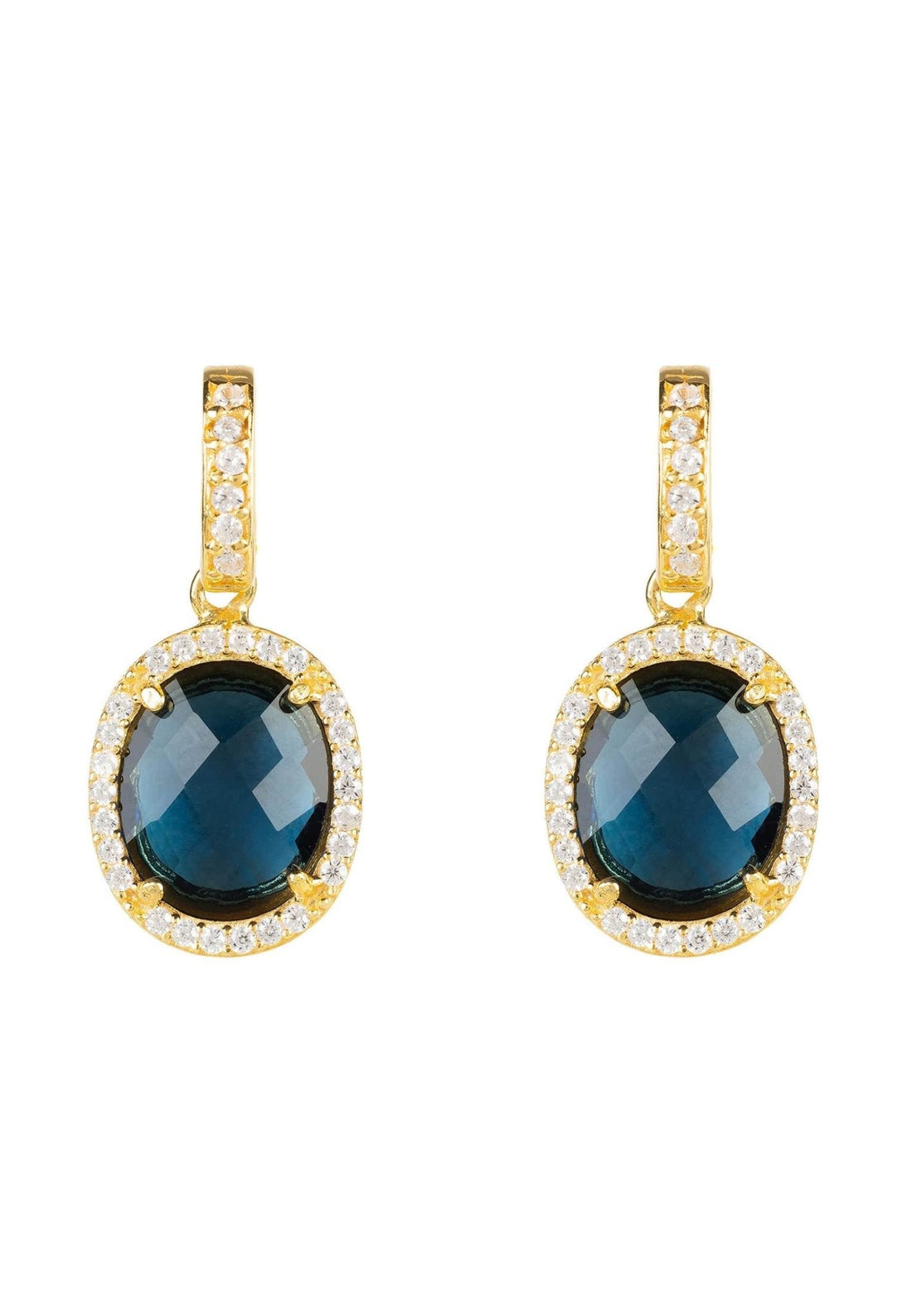 Beatrice Oval Gemstone Drop Earrings Gold Sapphire Hydro