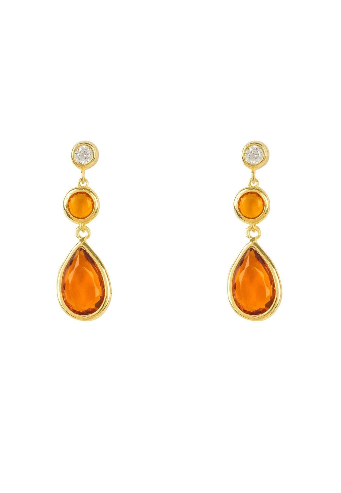 Tuscany Gemstone Drop Earring Gold Citrine