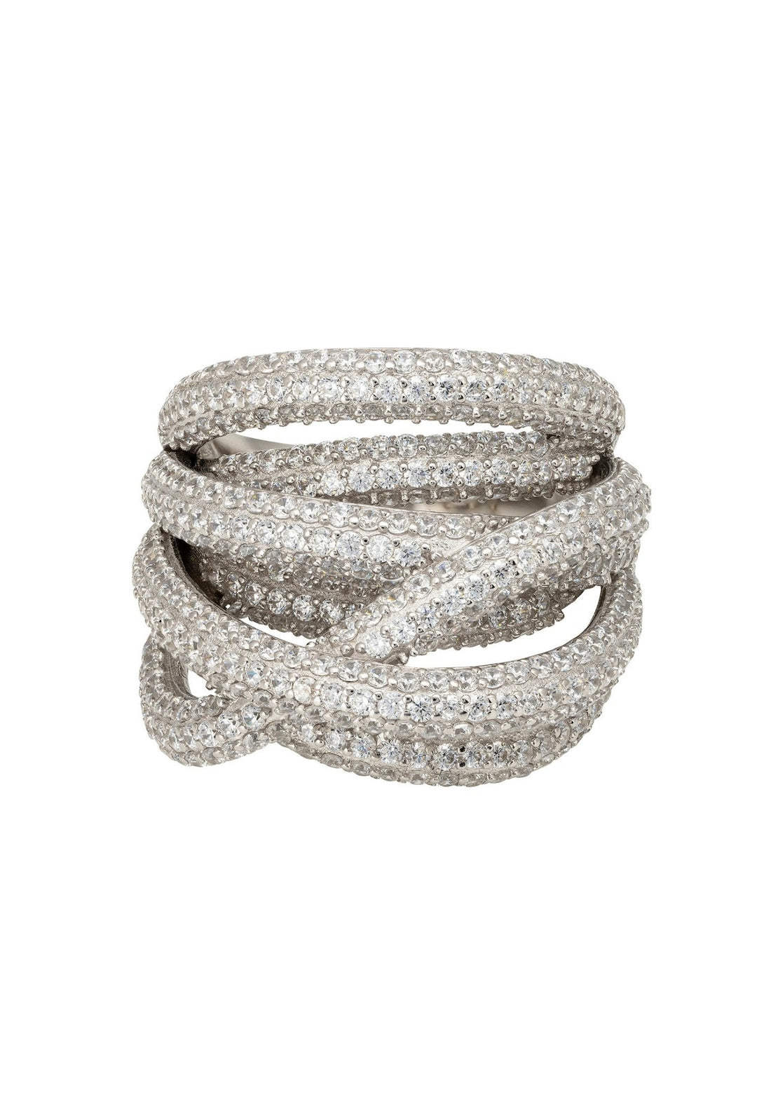 Crossover Multi-Strand Cocktail Ring Silver