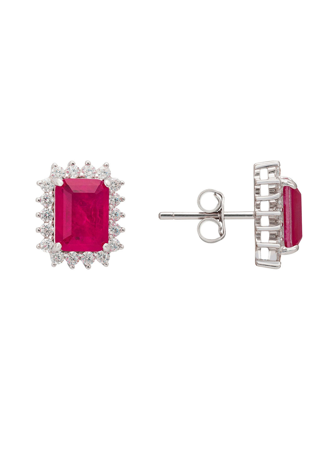 Elena Gemstone Stud Earrings Pink Tourmaline Silver