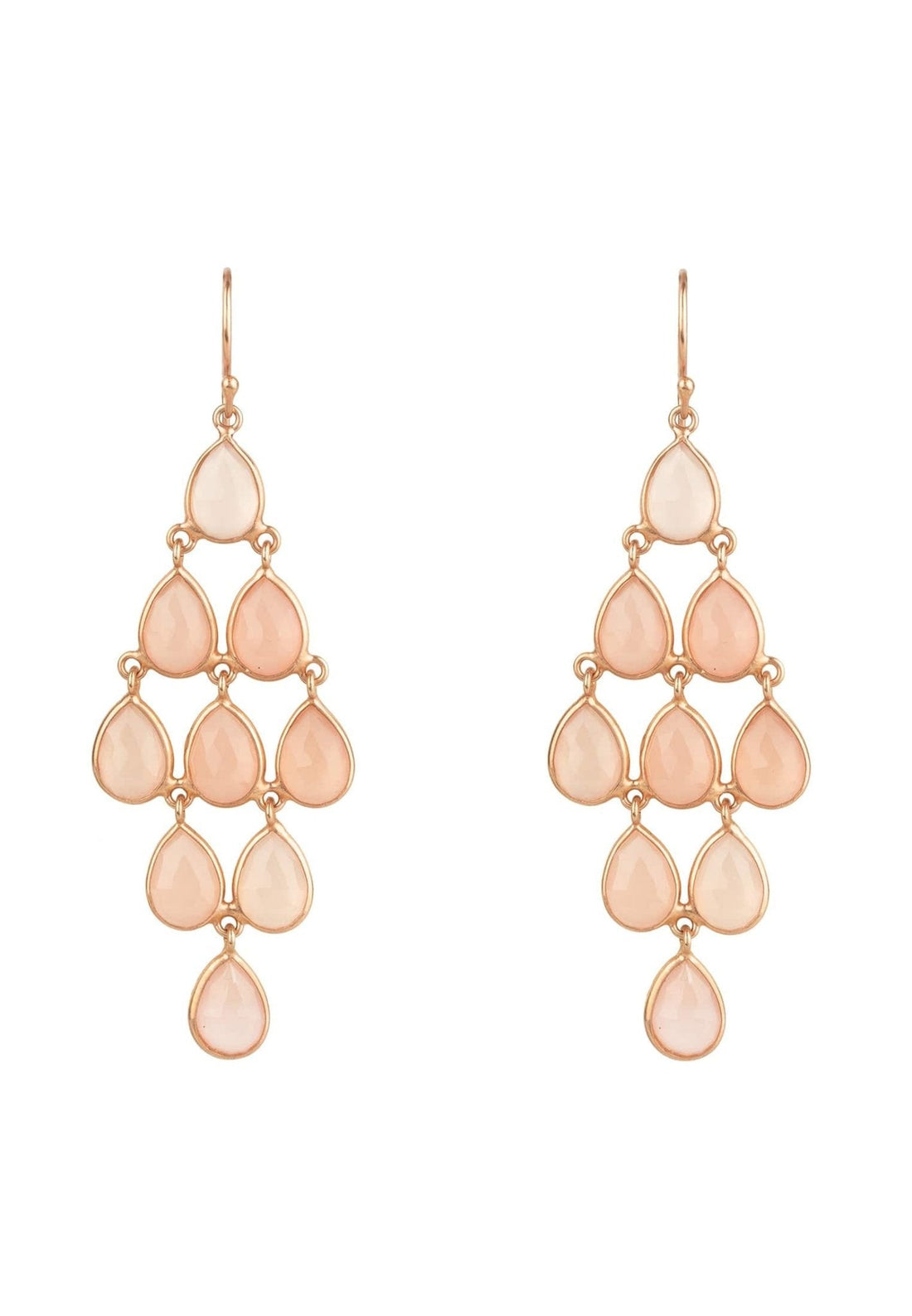 Erviola Gemstone Cascade Earrings Rose Gold Rose Quartz