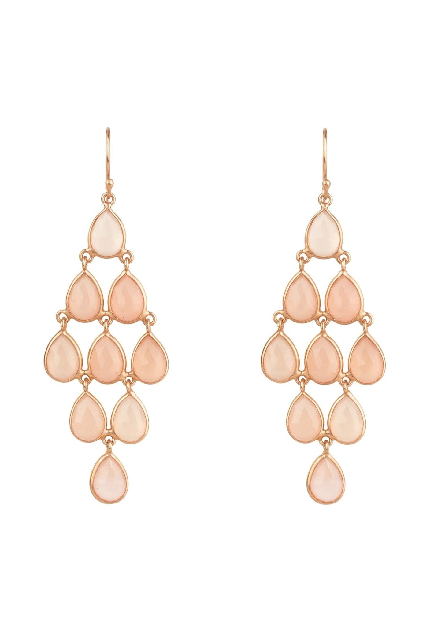 Erviola Gemstone Cascade Earrings Rose Gold Rose Quartz