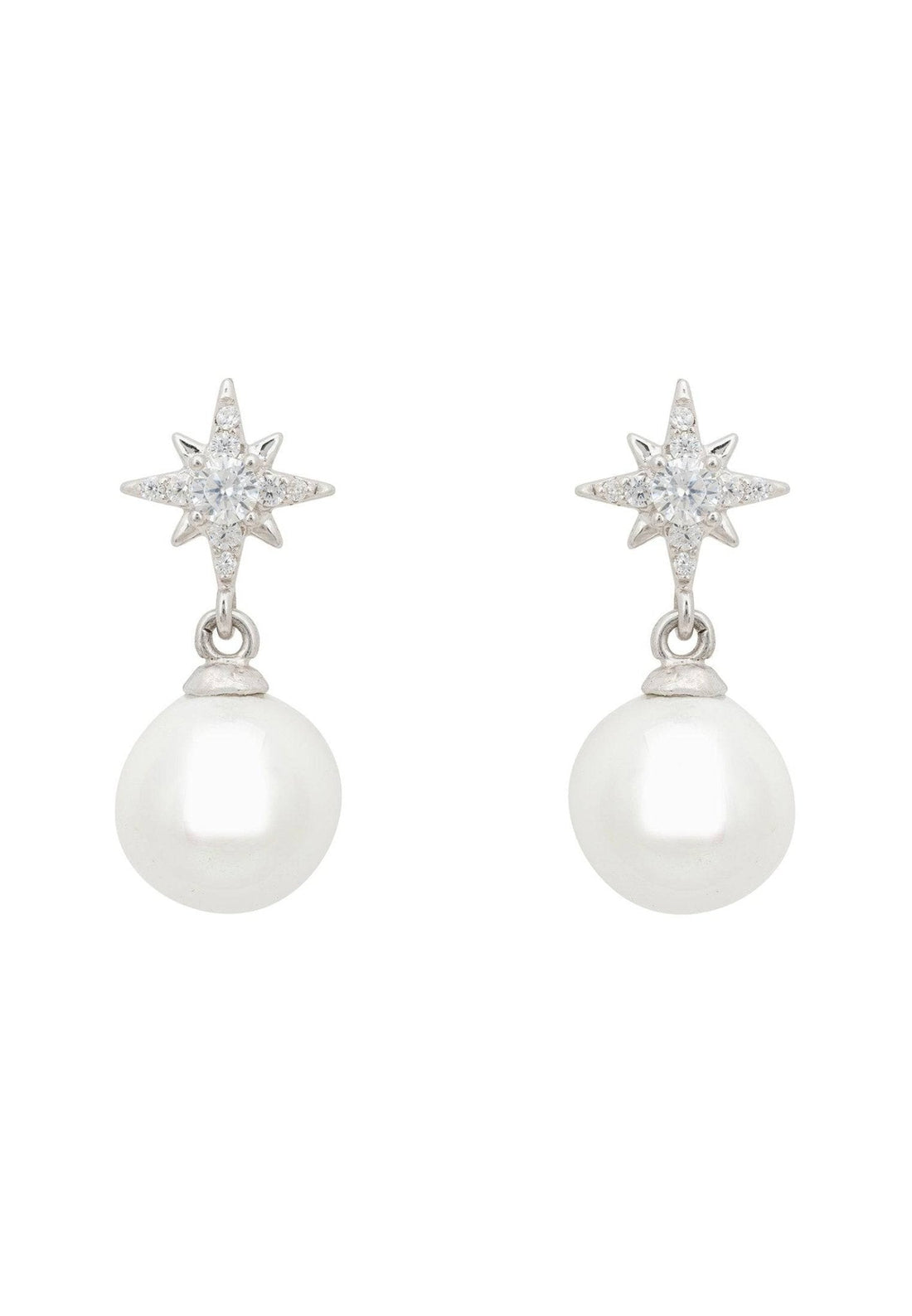 Polaris North Star Pearl Earrings Silver