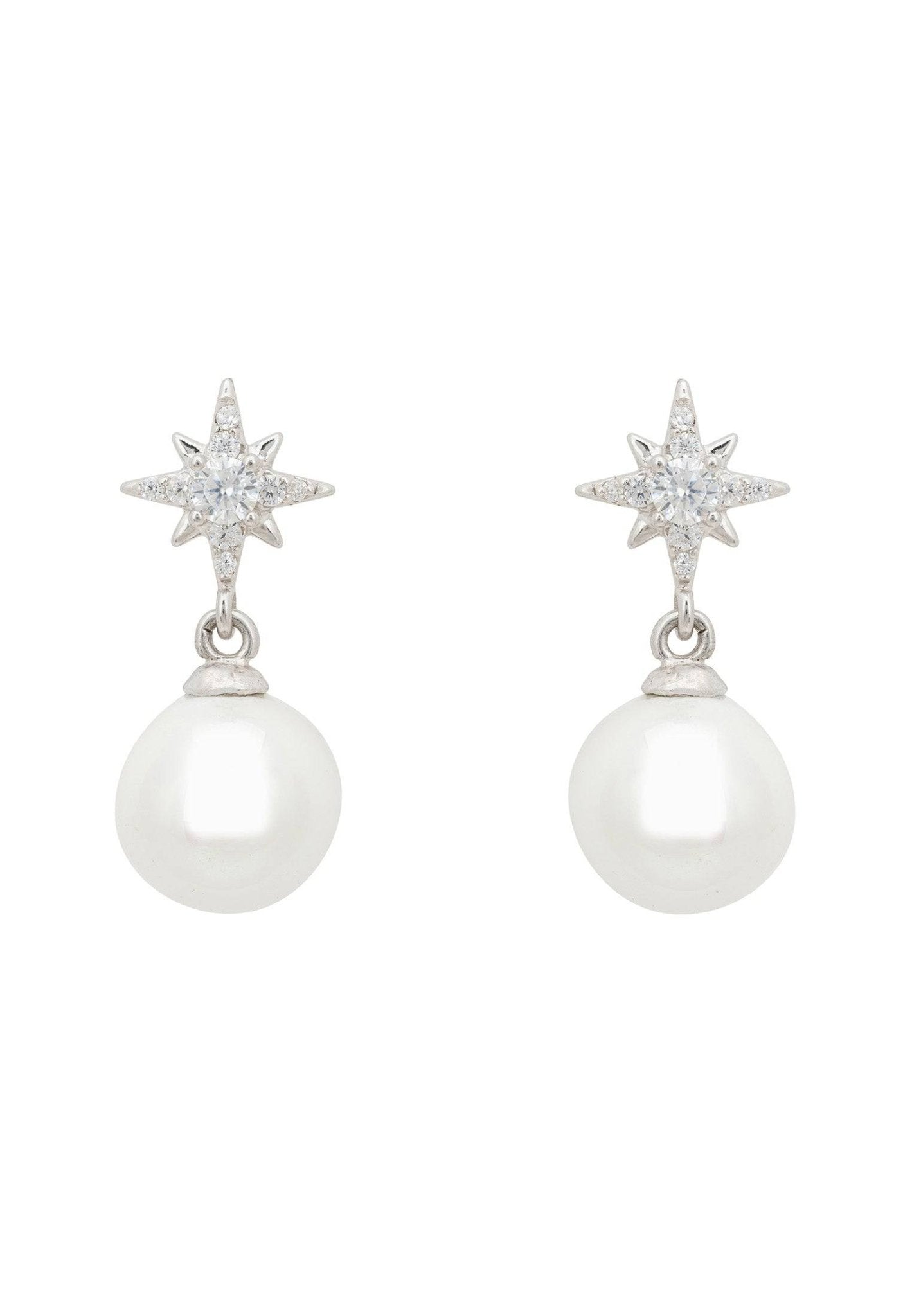 Polaris North Star Pearl Earrings Silver