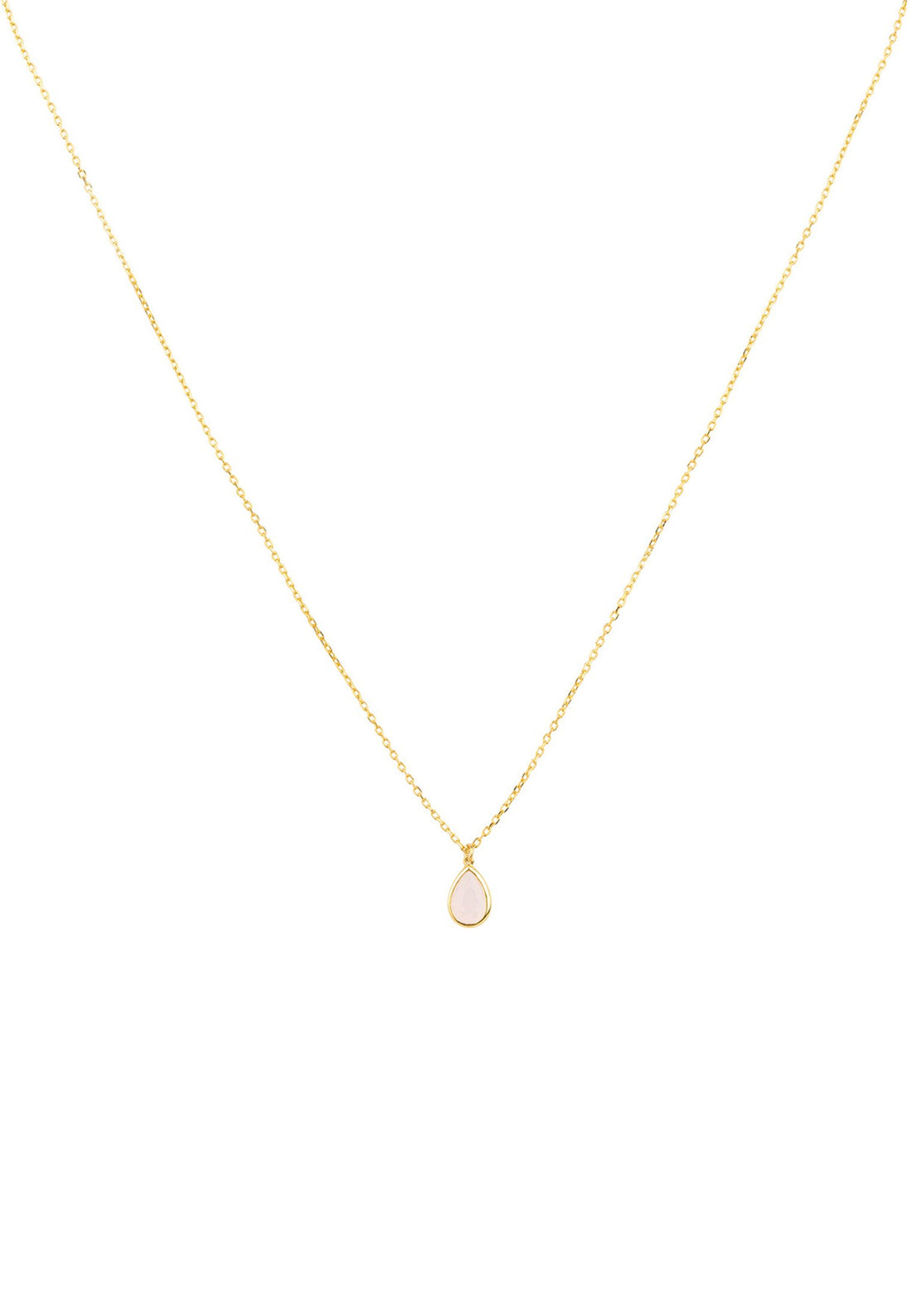 Pisa Mini Teardrop Necklace Gold Rose Quartz