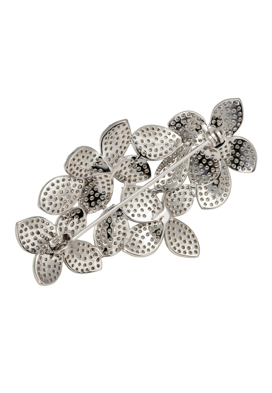 Petal Cascading Flower Brooch Silver