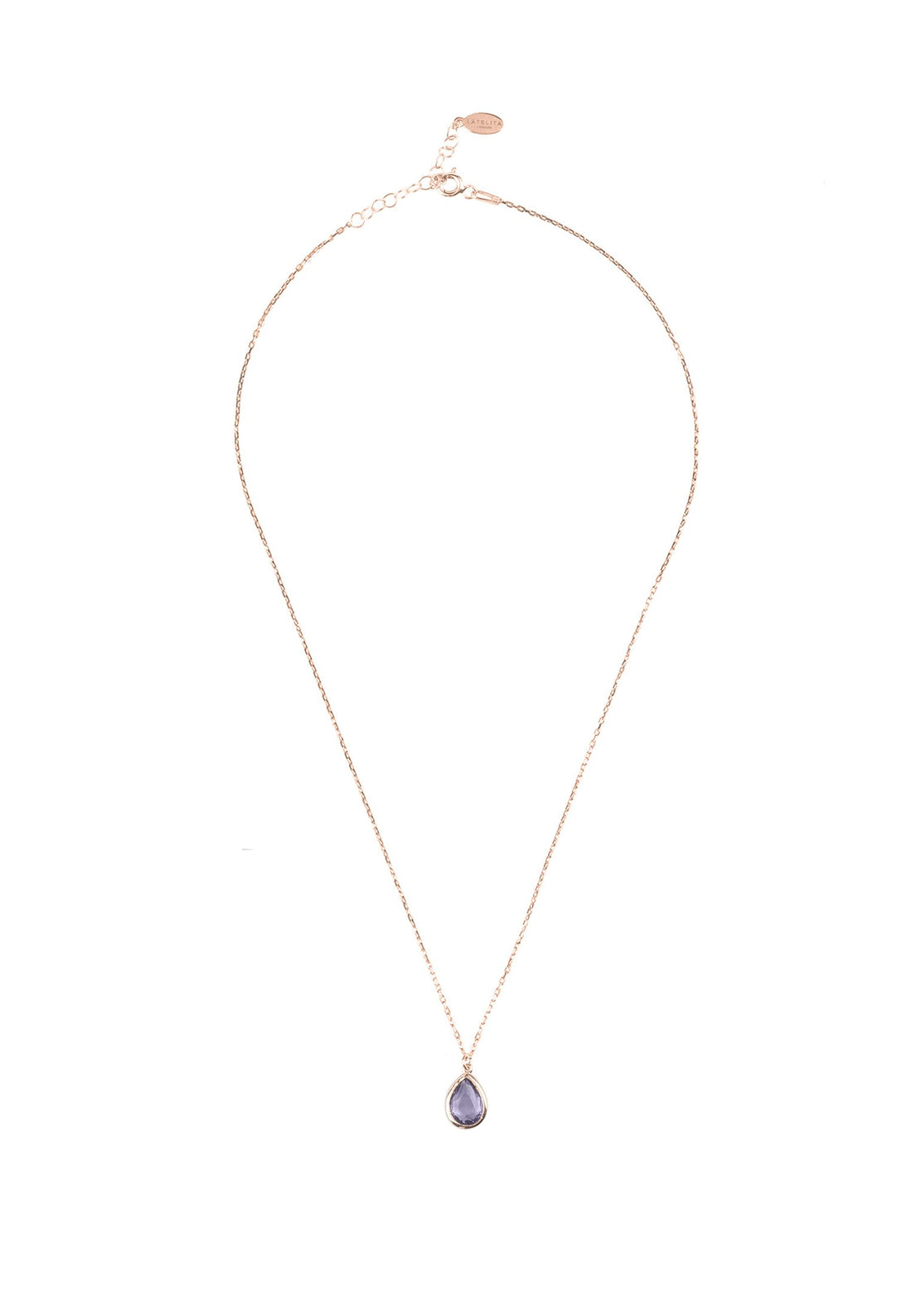 Pisa Mini Teardrop Necklace Rosegold Amethyst