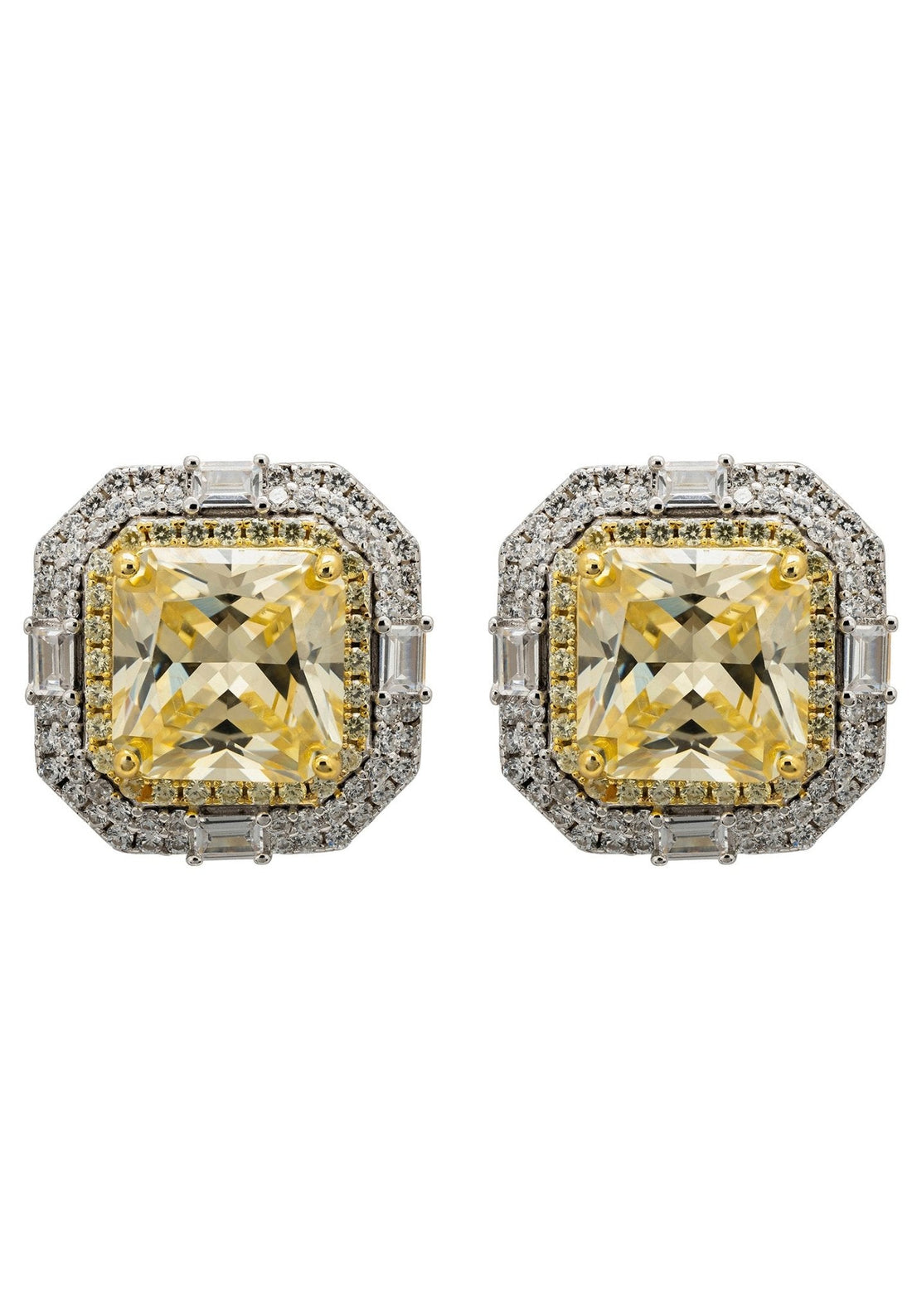 Madeleine Large Stud Earrings Silver Yellow Topaz