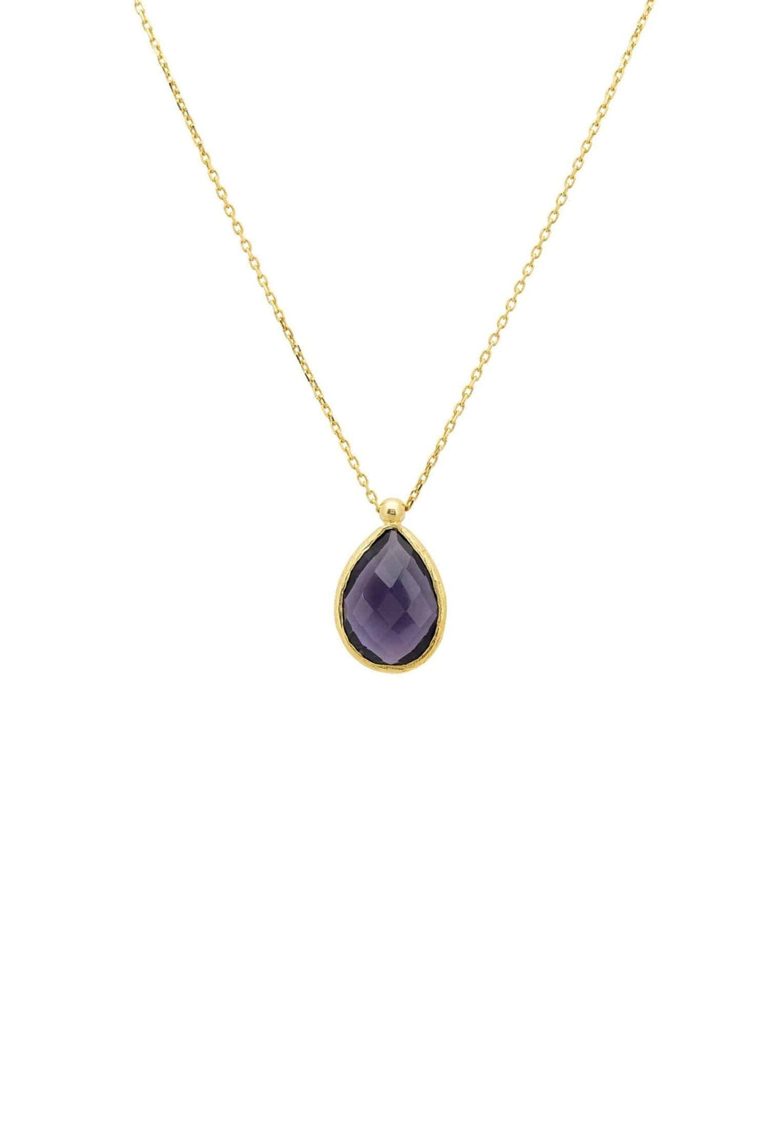 Petite Drop Necklace Gold Amethyst Hydro