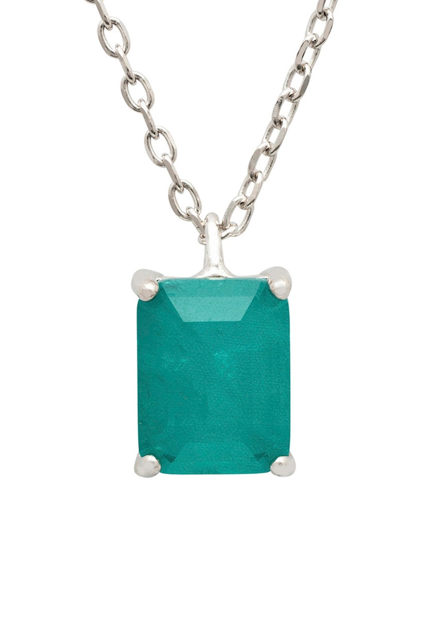 Middleton Rectangle Paraiba Tourmaline Necklace Silver