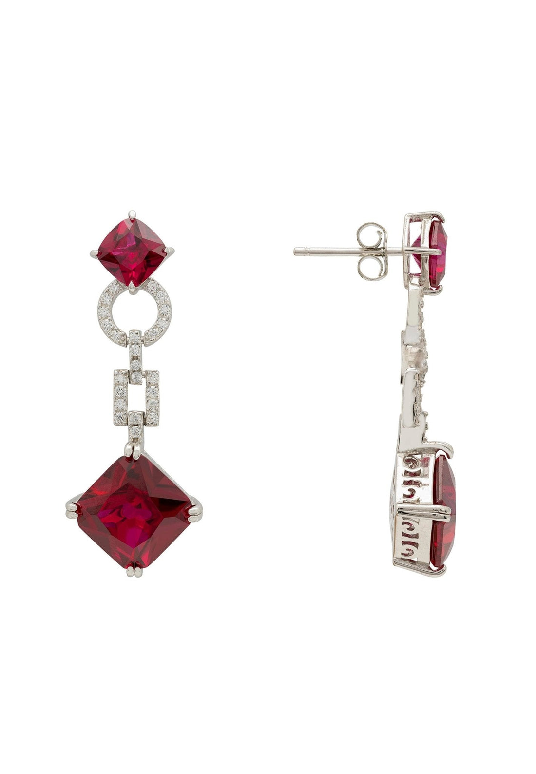 Noor Ruby Drop Earrings Silver