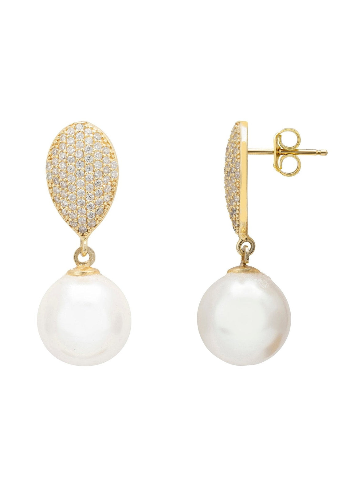 Baroque Pearl Classic Drop Earrings Gold