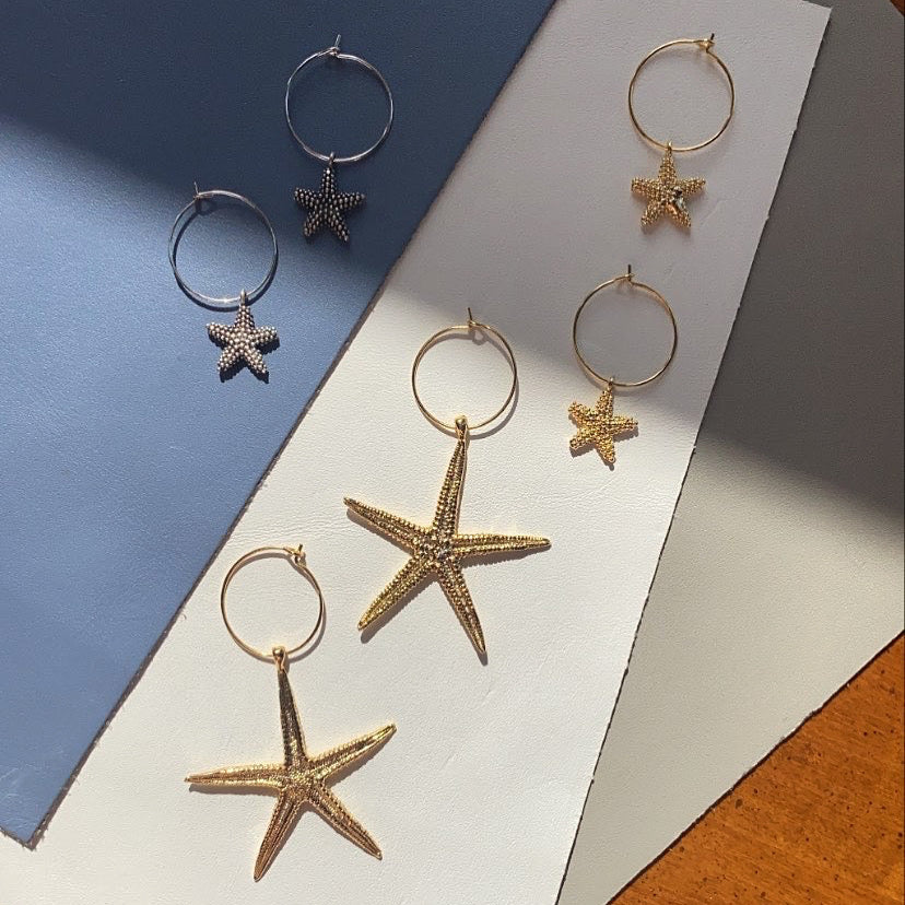 Gold Starfish Hoop Earrings