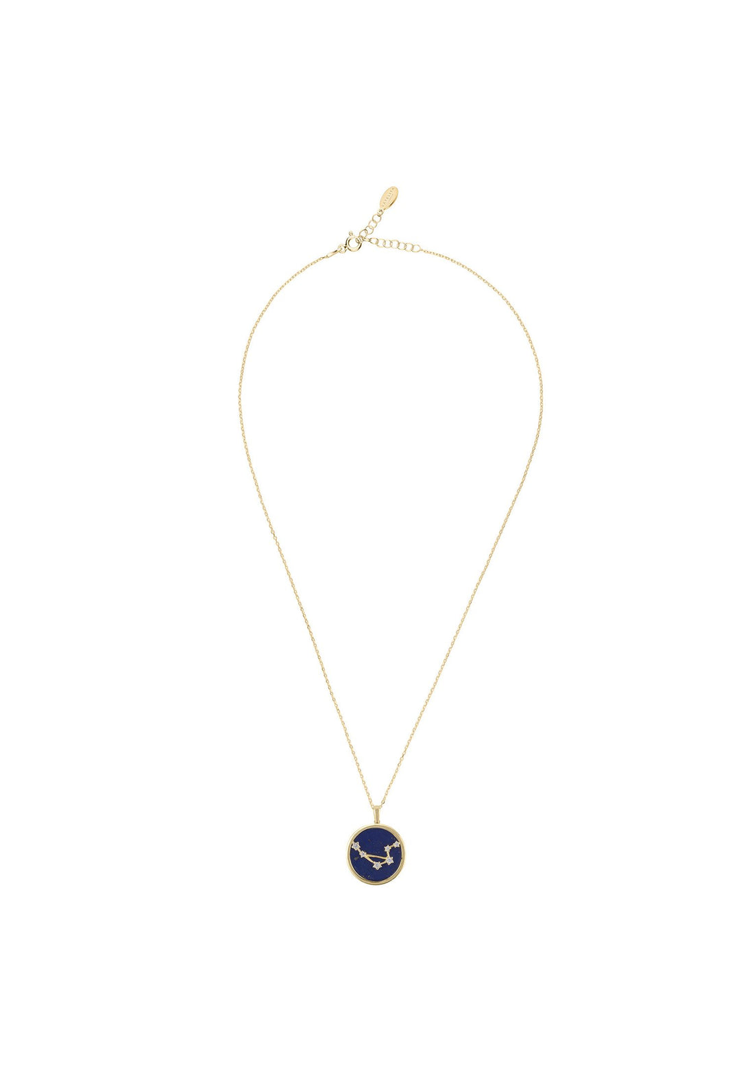 Zodiac Lapis Lazuli Gemstone Star Constellation Pendant Necklace Gold Libra