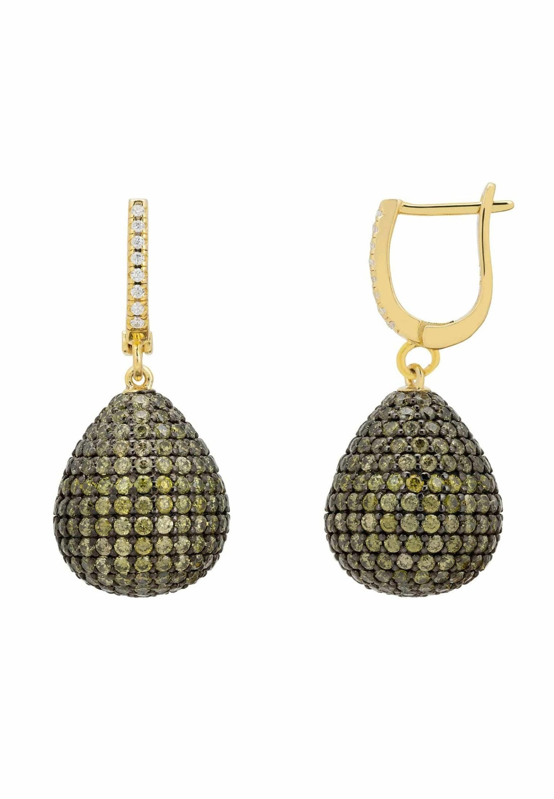 Valerie Pear Drop Gemstone Earrings Gold Peridot