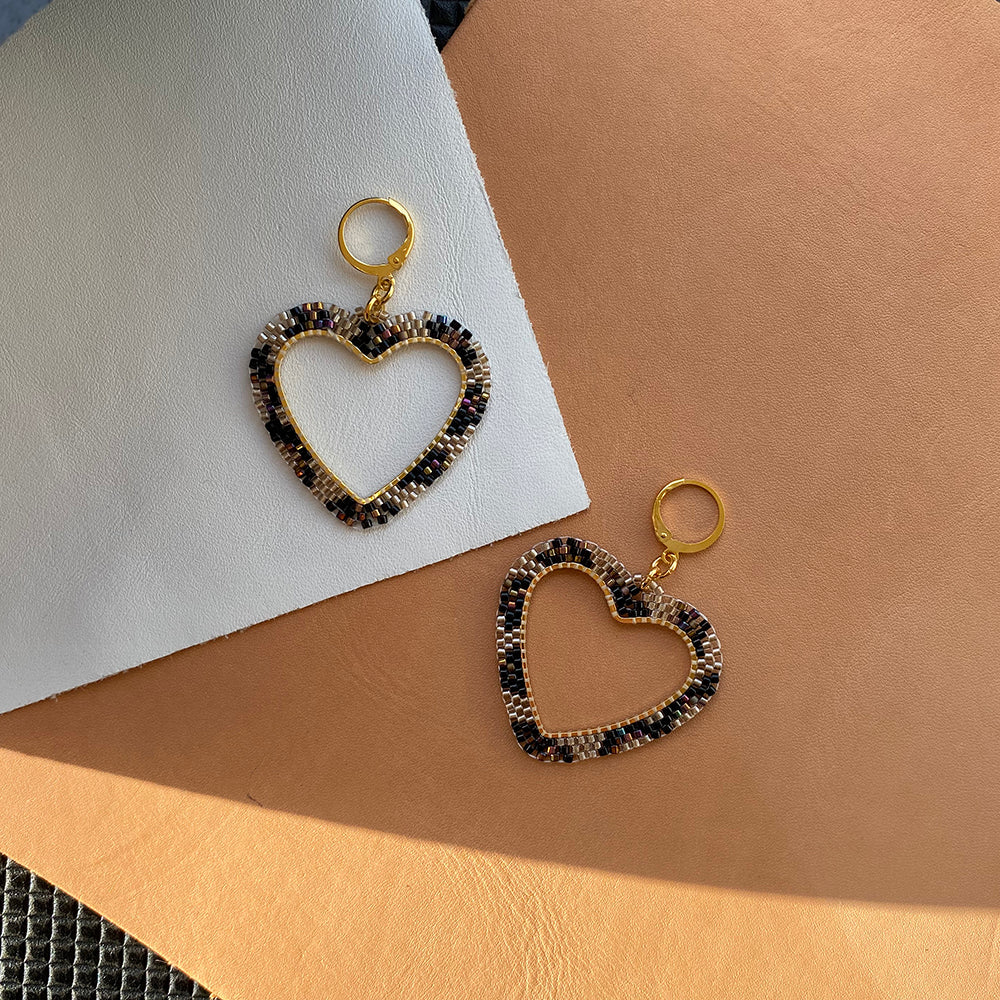 Leopard Heart Hoop Earrings