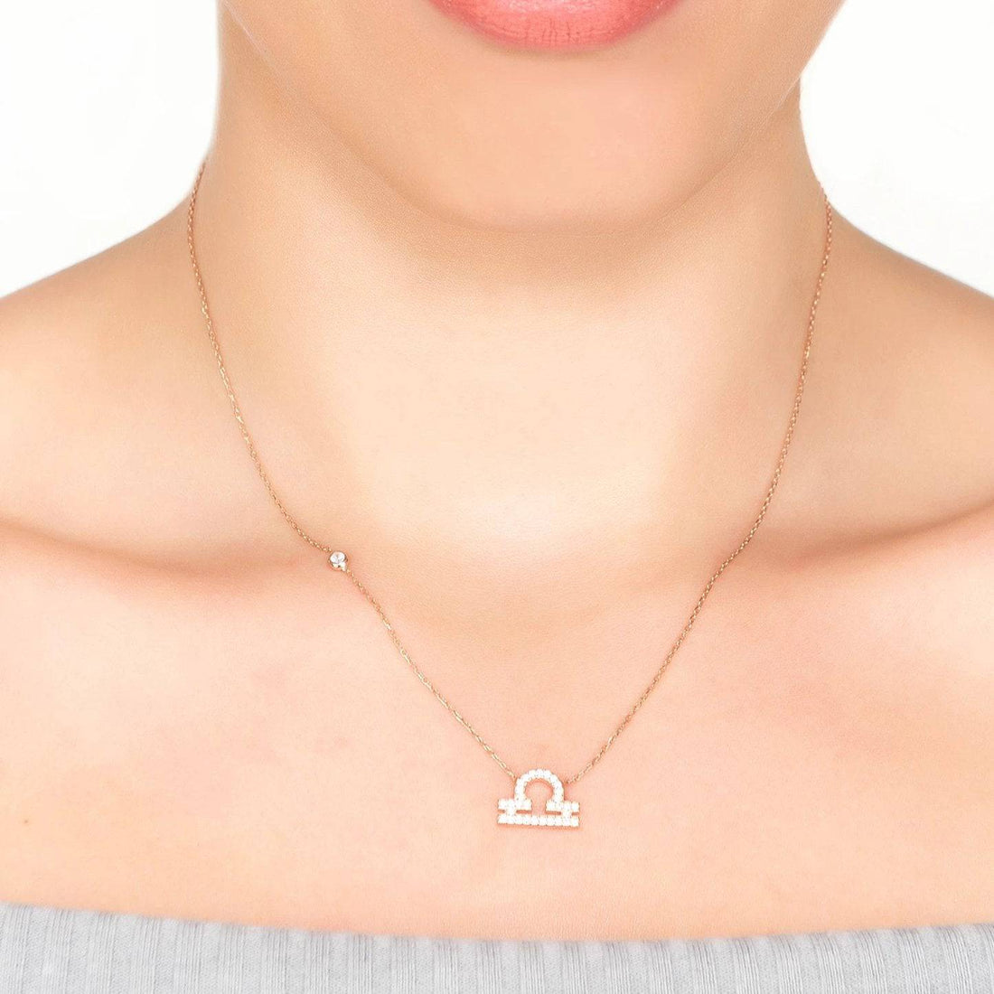 Zodiac Star Sign Pendant Necklace Silver Libra