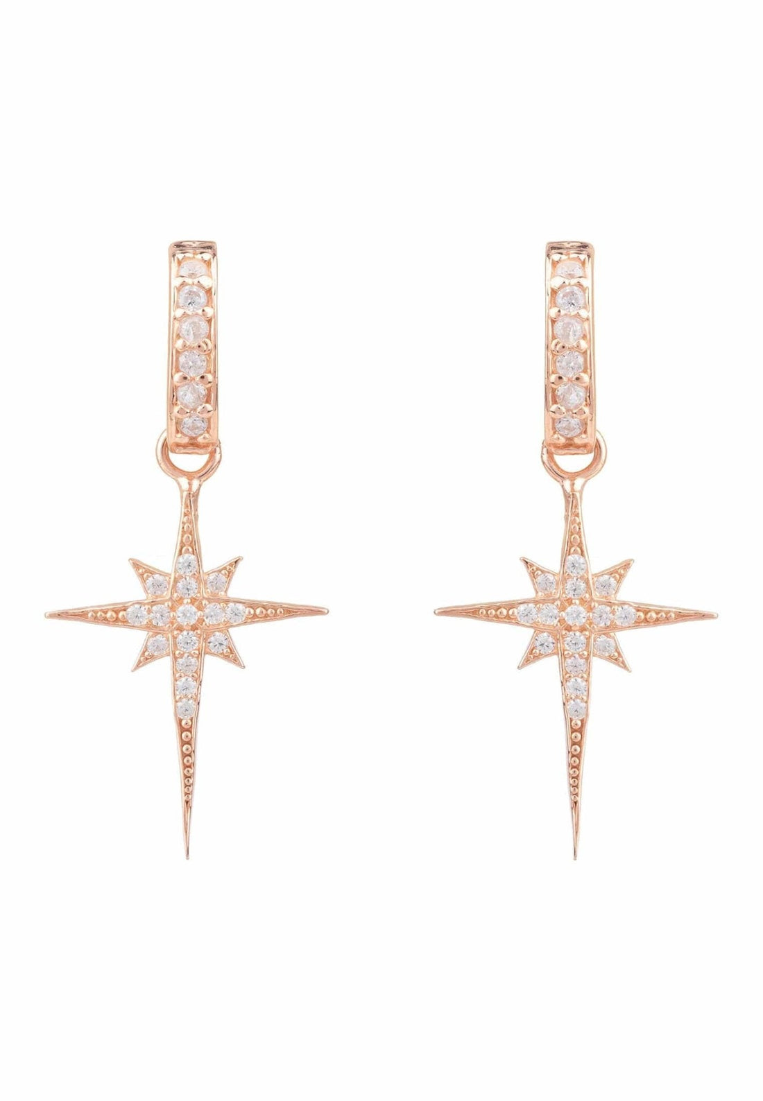 North Star Burst Small Drop Earrings Rosegold