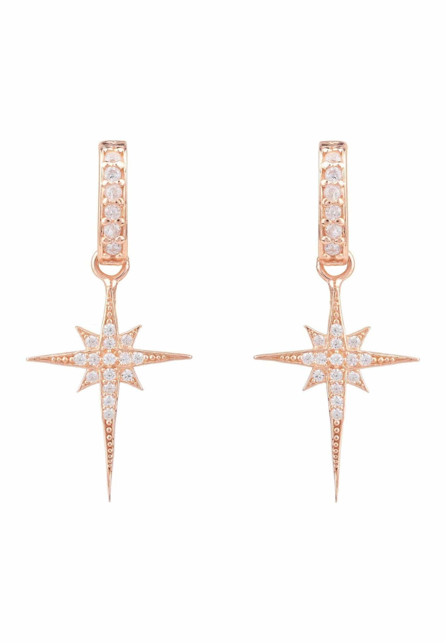 North Star Burst Small Drop Earrings Rosegold