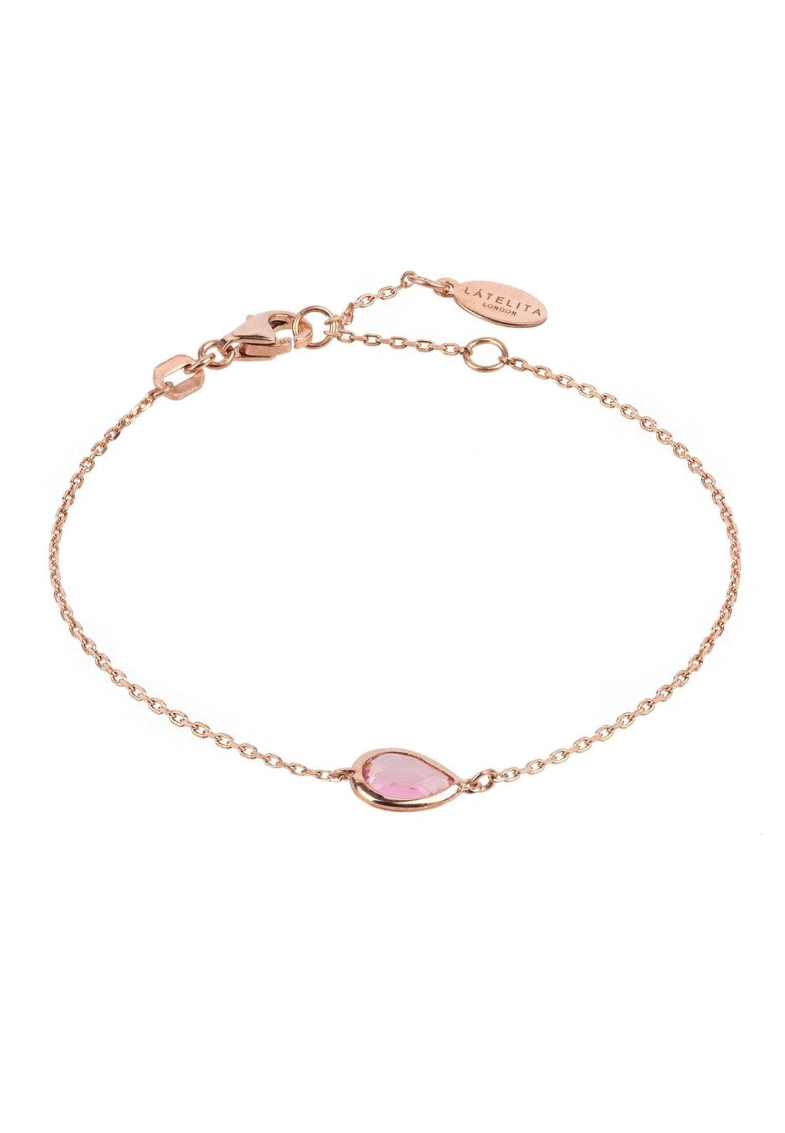 Pisa Mini Teardrop Bracelet Rosegold Rose Quartz