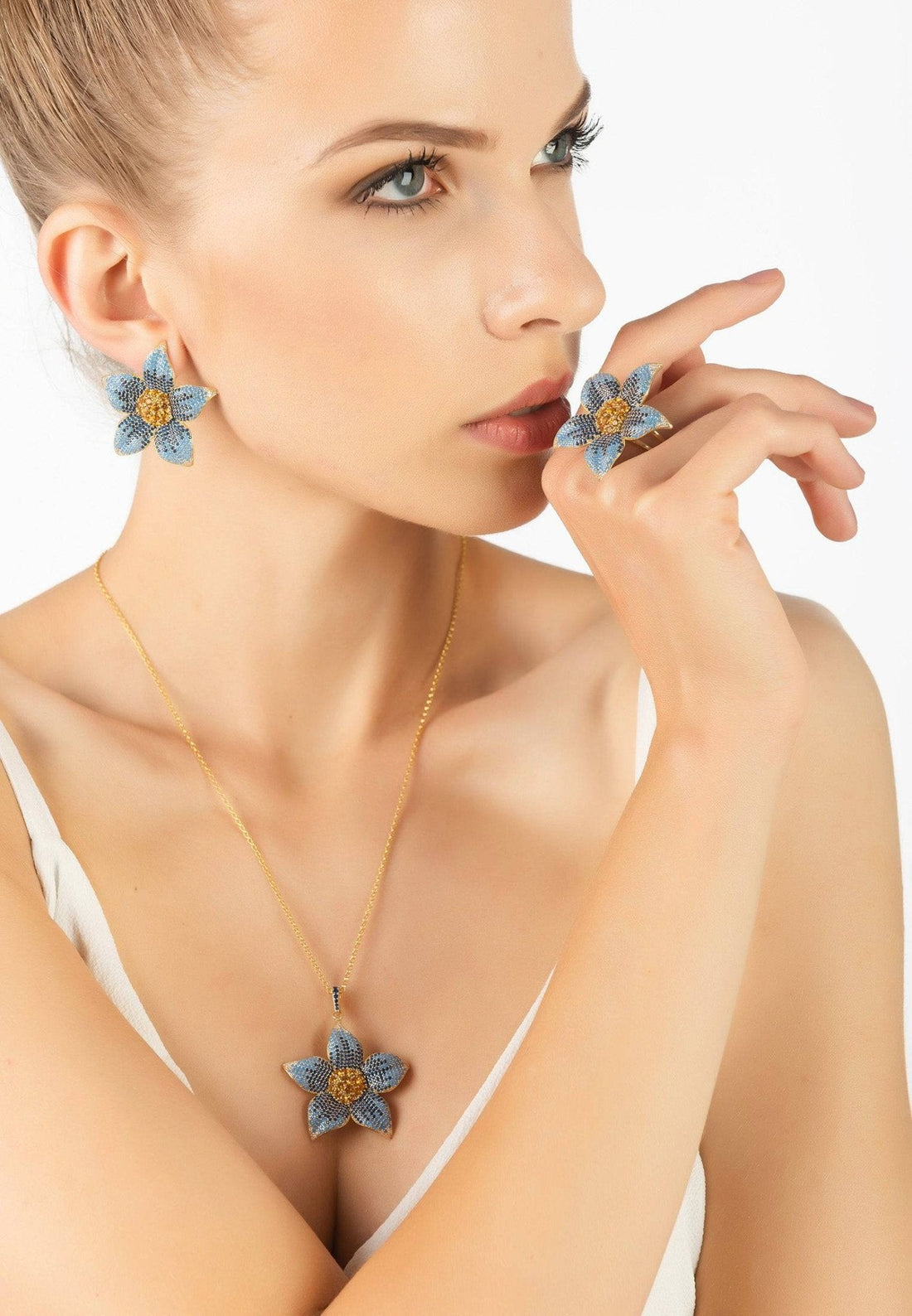 Forget Me Not Flower Earrings Gold