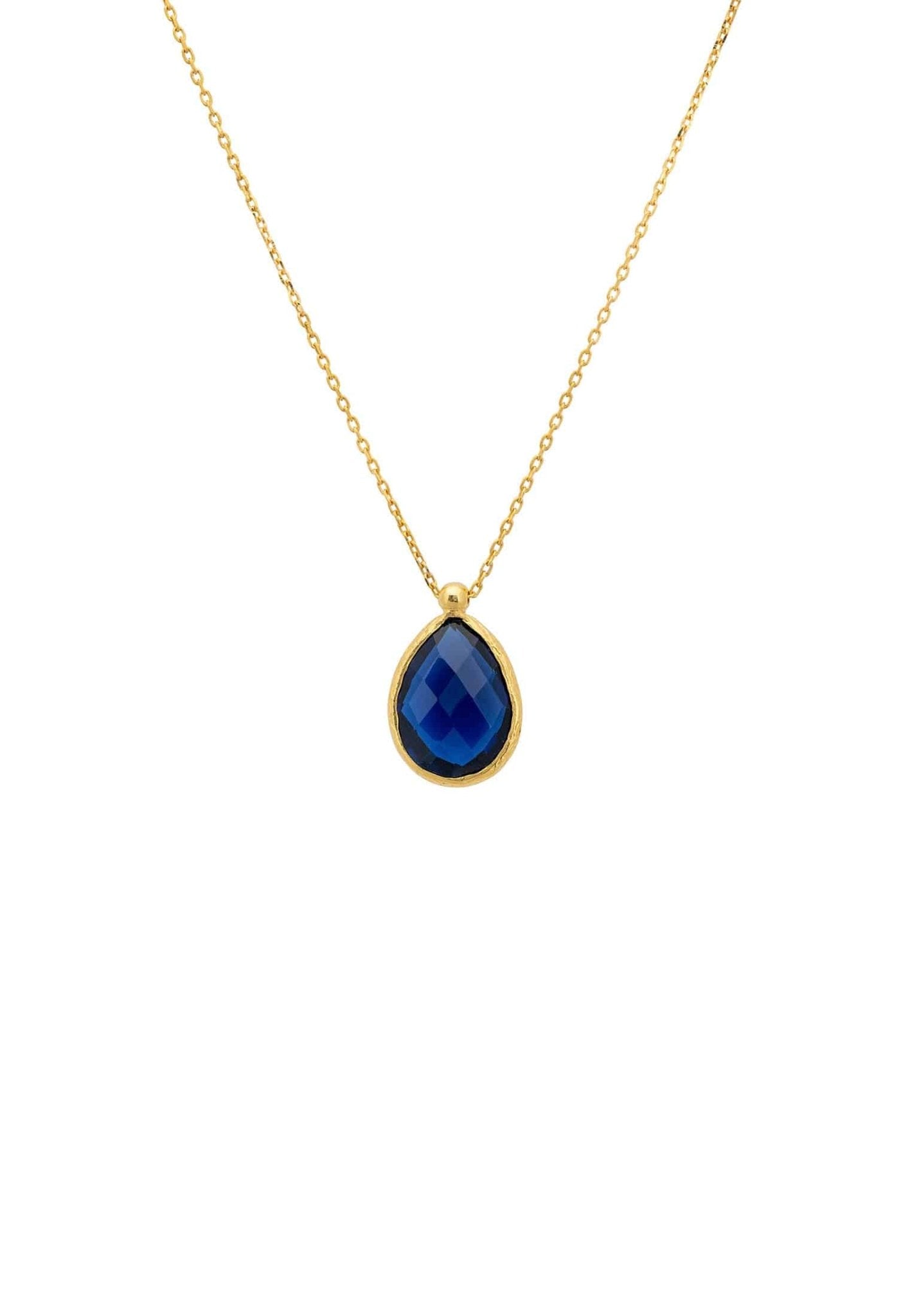 Petite Drop Necklace Gold Sapphire Hydro