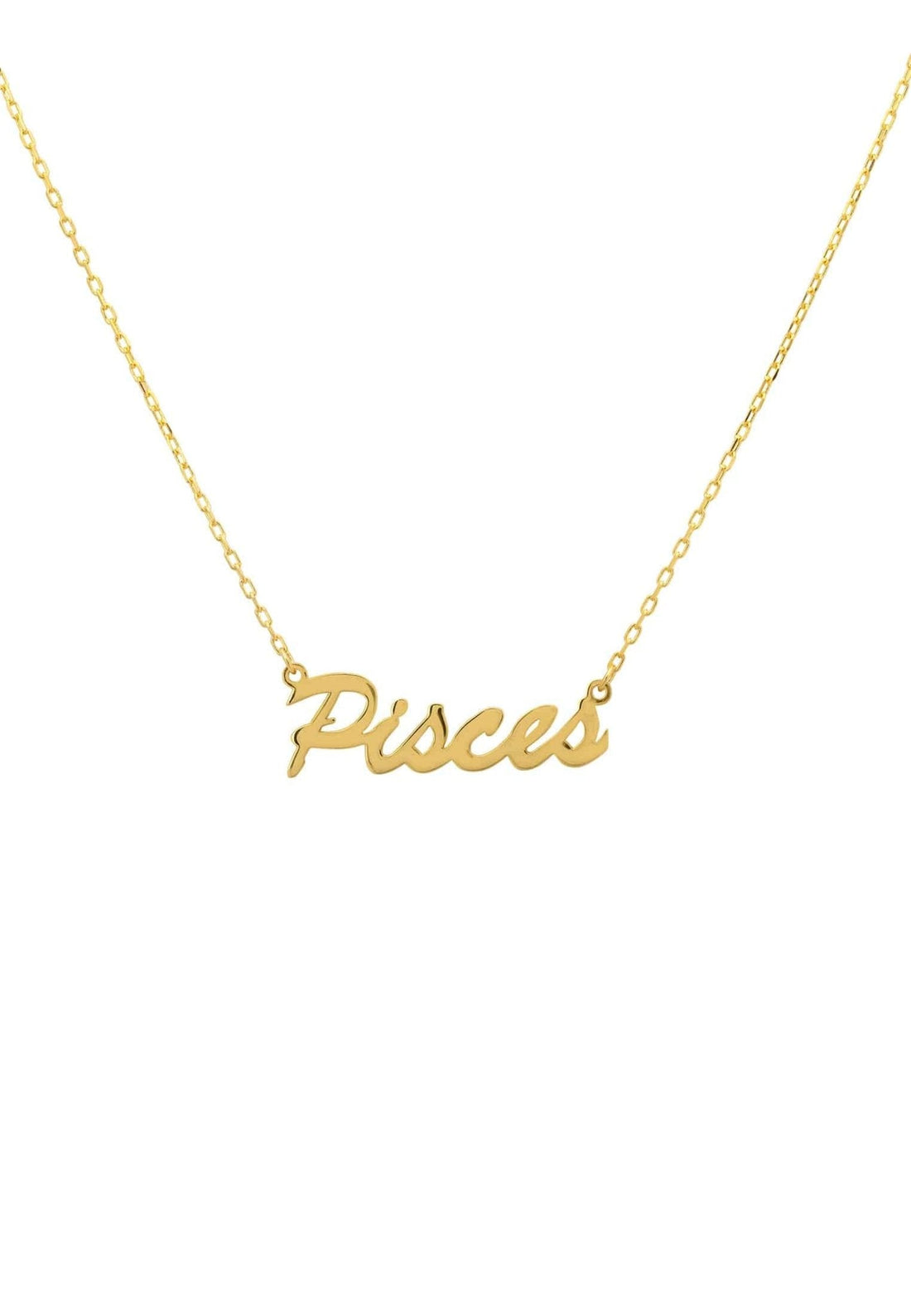 Zodiac Star Sign Name Necklace Gold Pisces