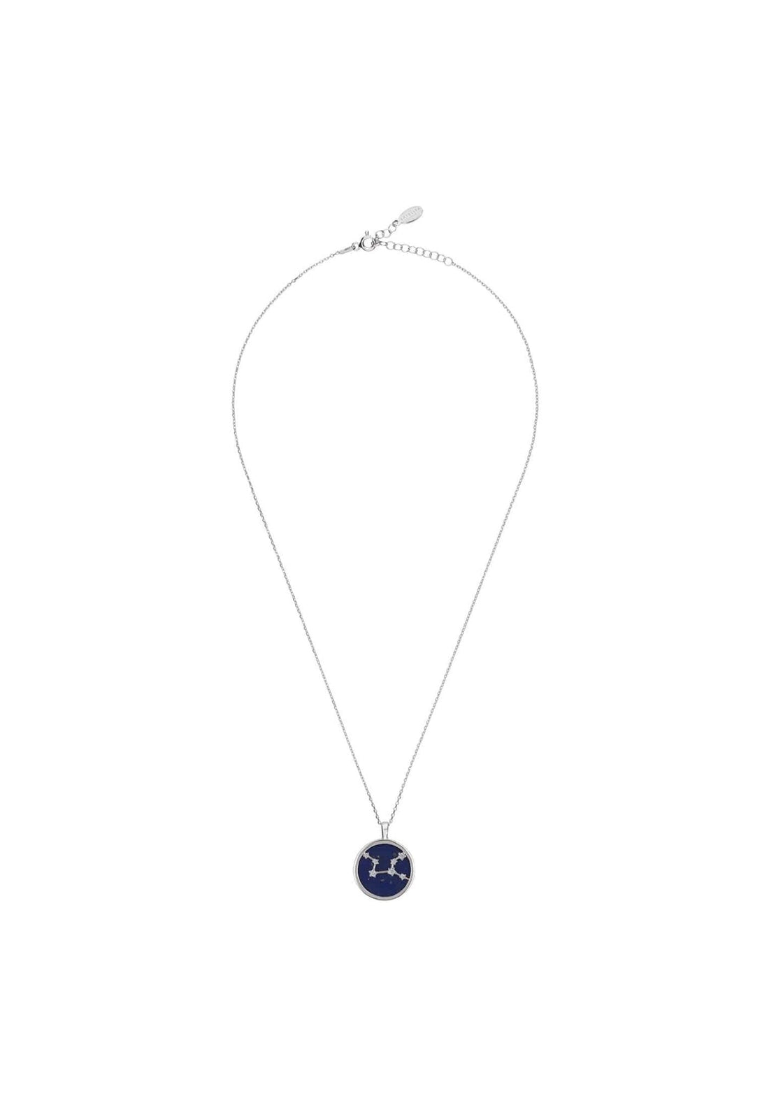 Zodiac Lapis Lazuli Gemstone Star Constellation Pendant Necklace Silver Virgo