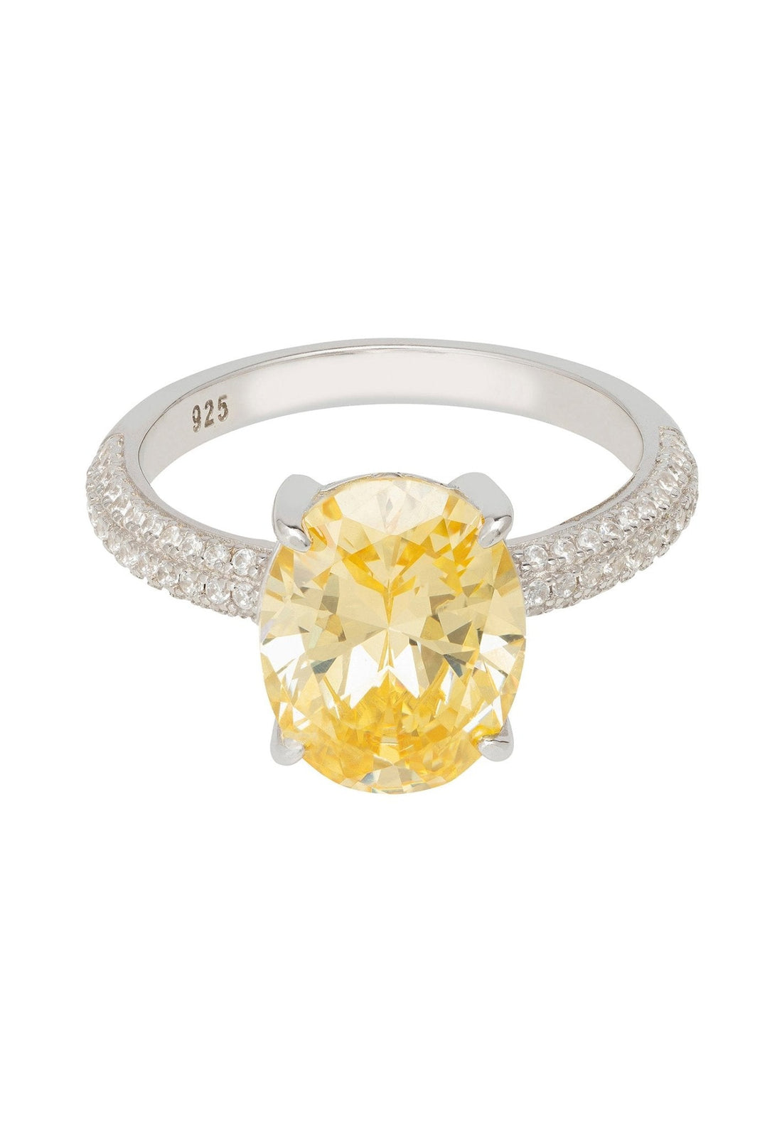 Alexandra Oval Cocktail Ring Lemon Topaz Silver