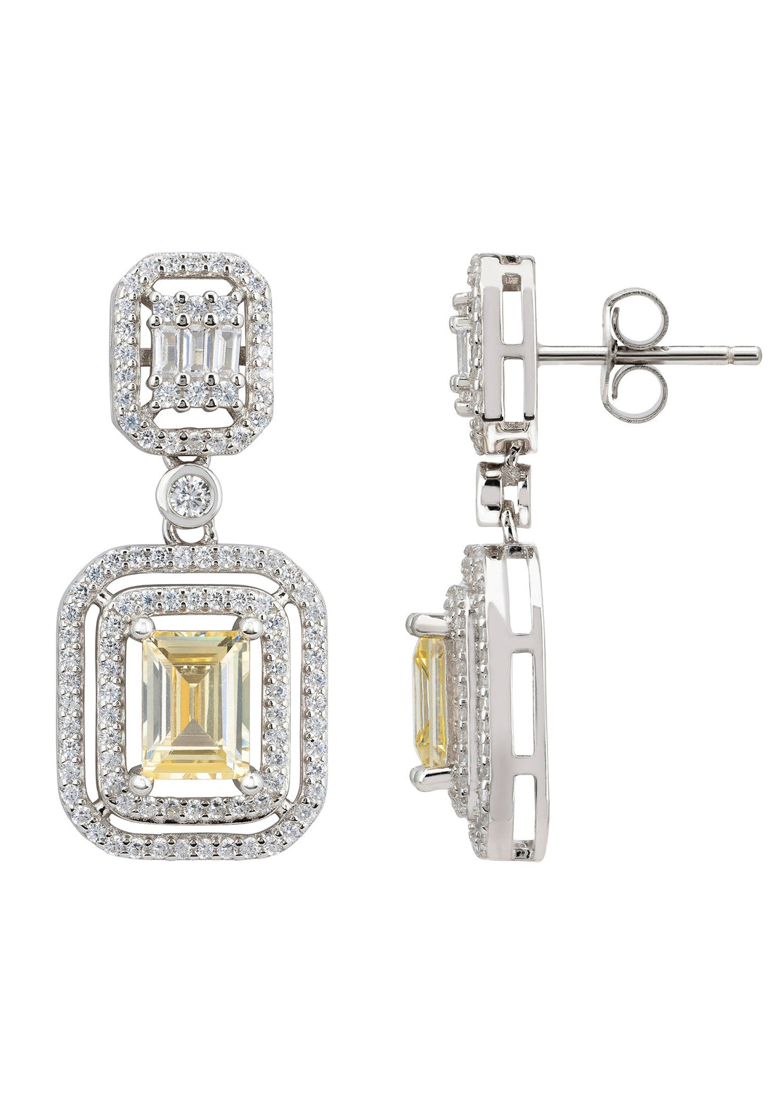 Evita Lemon Topaz Drop Earrings Silver