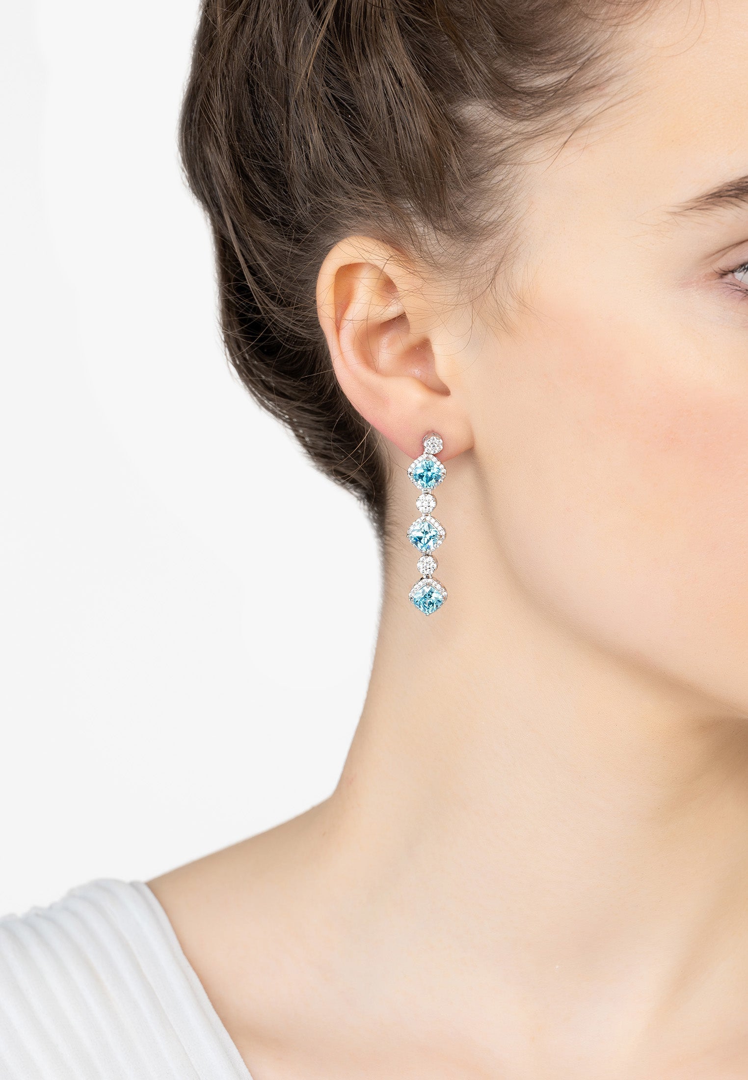 Elena Drop Earrings Blue Topaz Silver