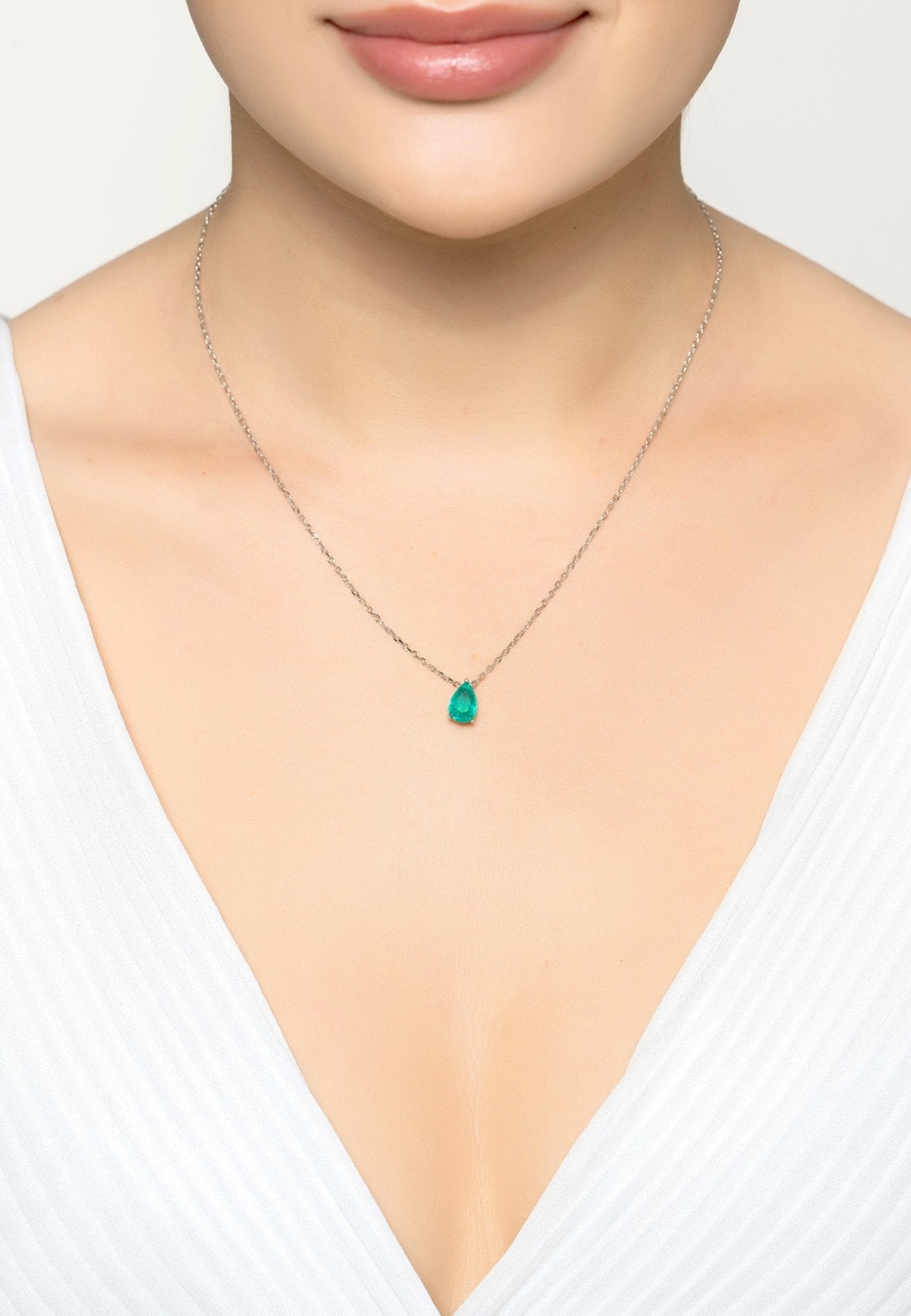 Catherine Teardrop Paraiba Tourmaline Necklace Silver