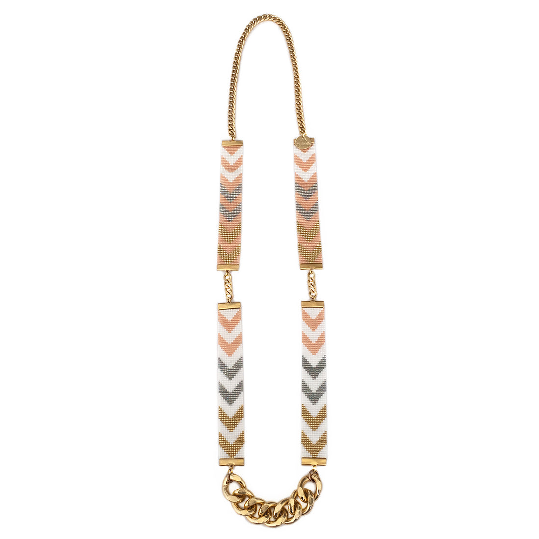 Chevron d'Or Long Beaded Necklace - Gold and Bronze