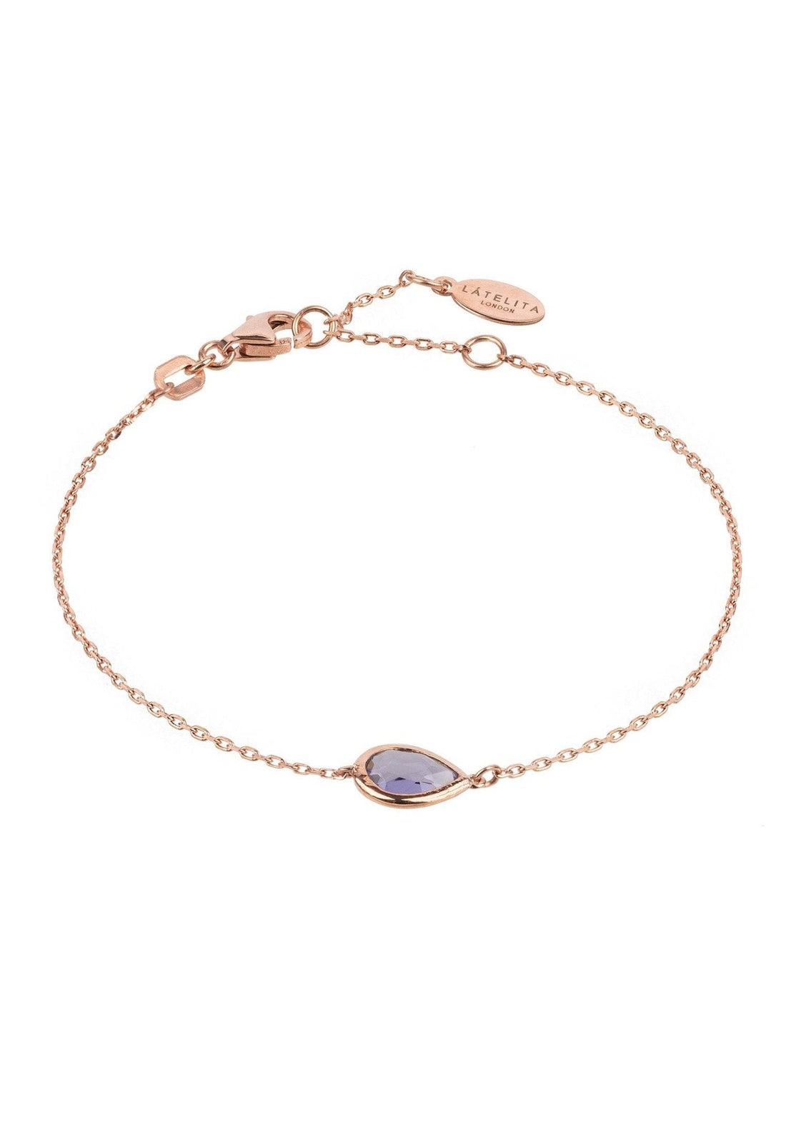 Pisa Mini Teardrop Bracelet Rosegold Amethyst