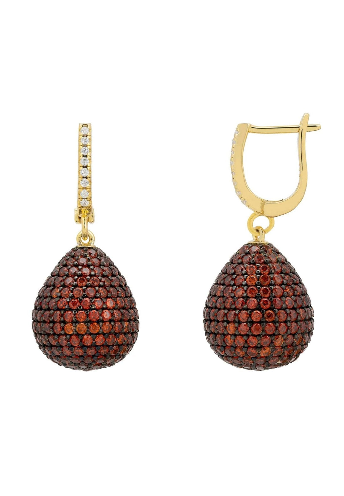 Valerie Pear Drop Gemstone Earrings Gold Burnt Orange