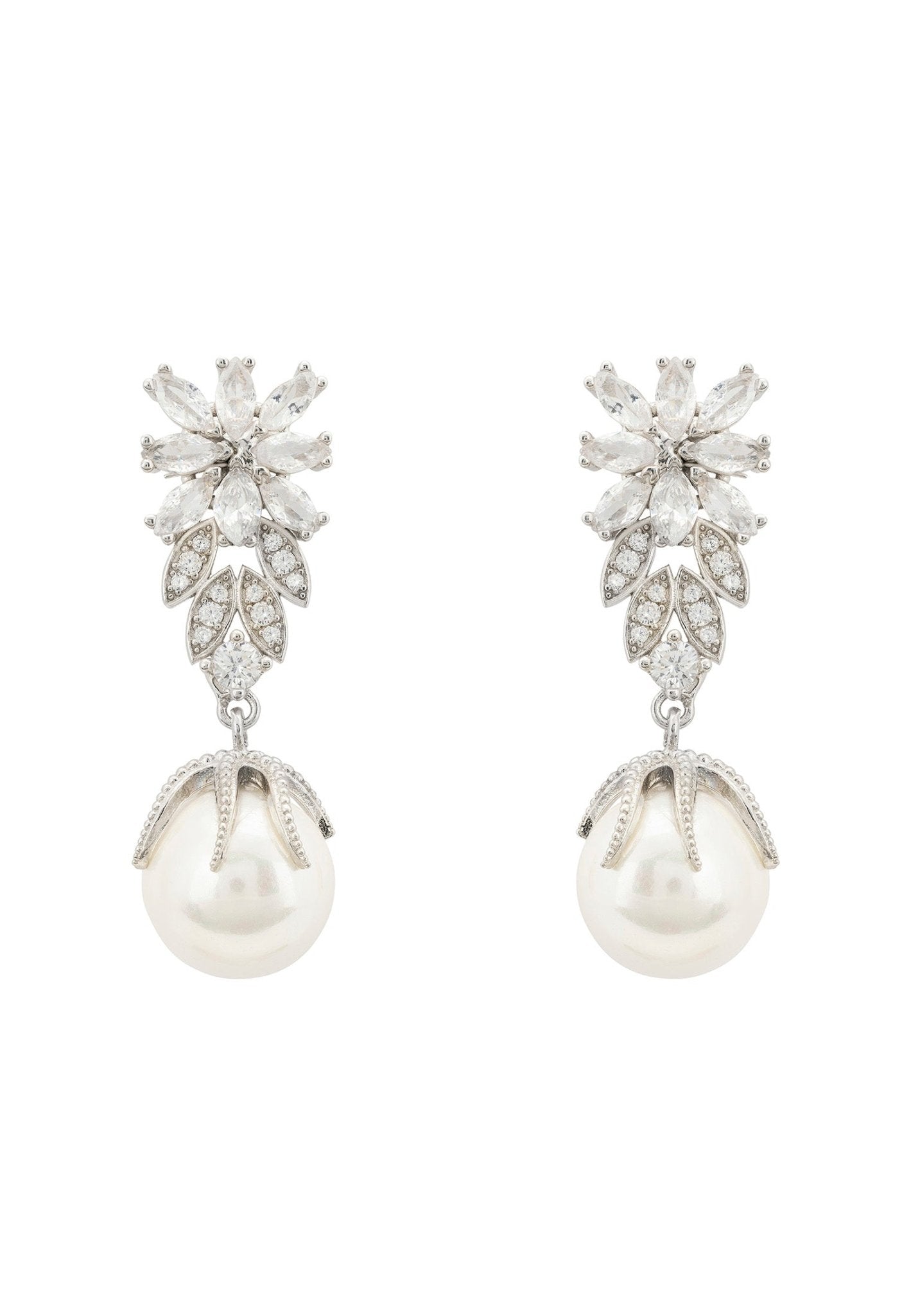 Primrose Baroque Pearl Earrings Silver White