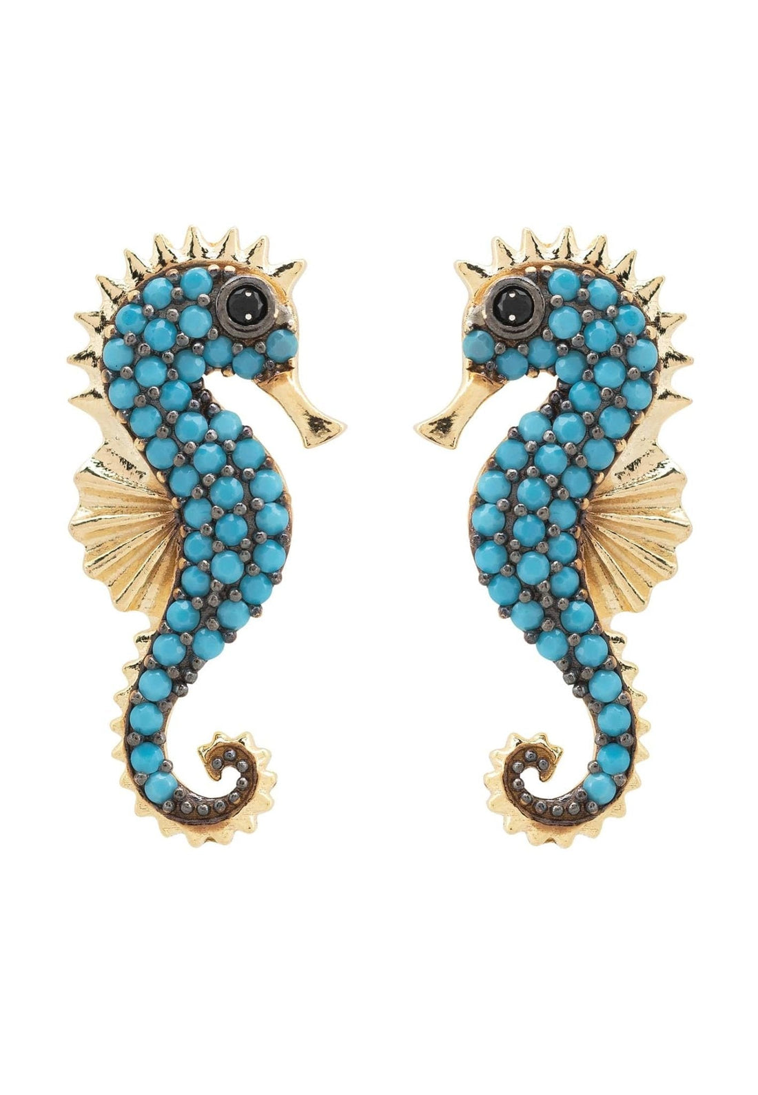 Seahorse Turquoise Earrings Gold